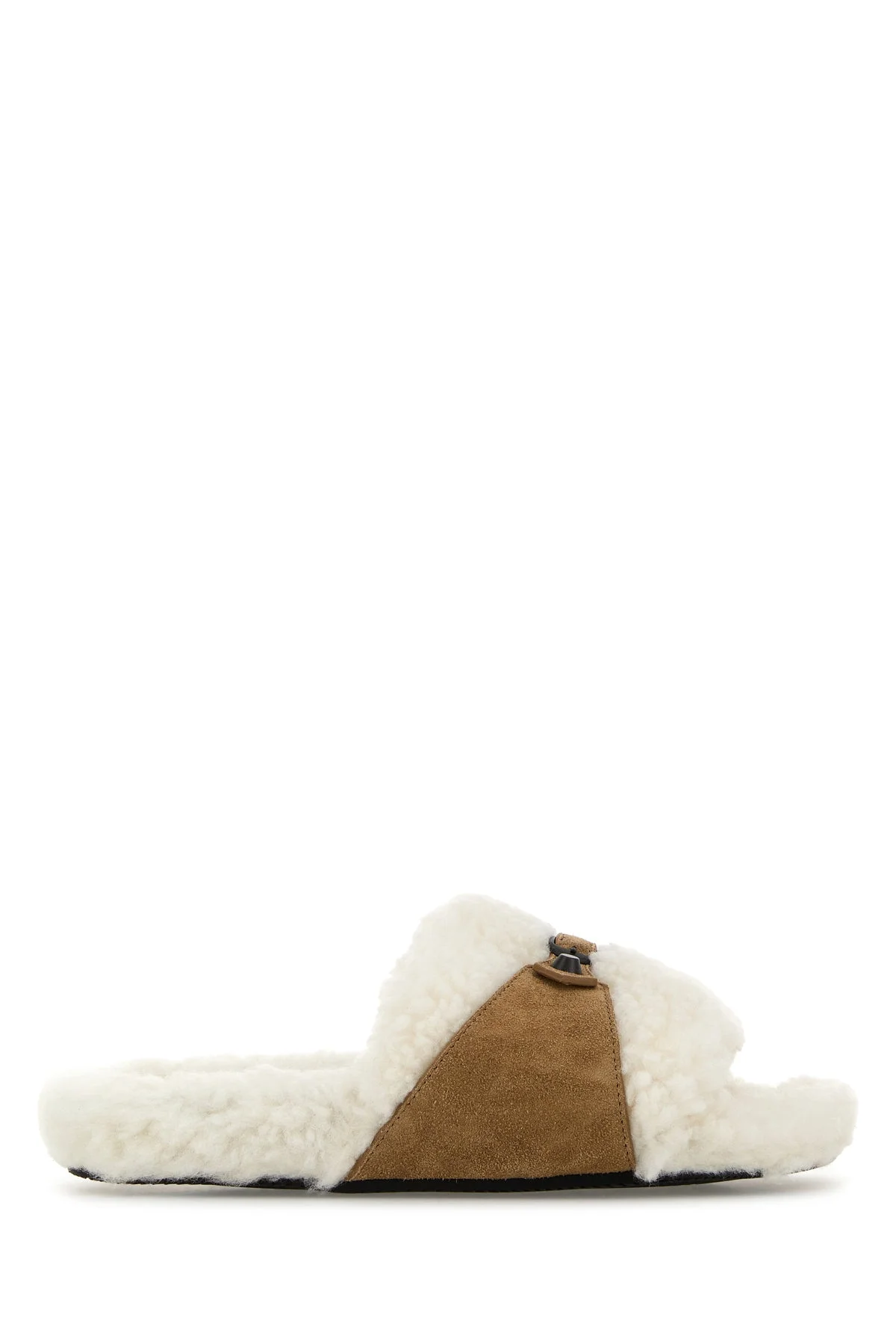 Two-tone suede and eco fur Slide Furry slippers - 1