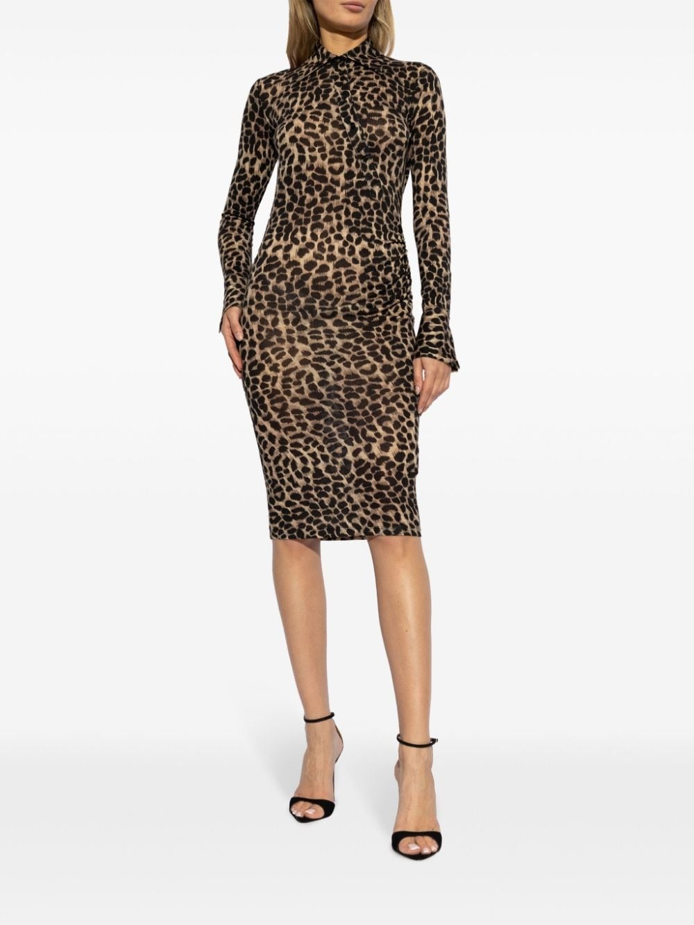 leopard-print wool dress - 3