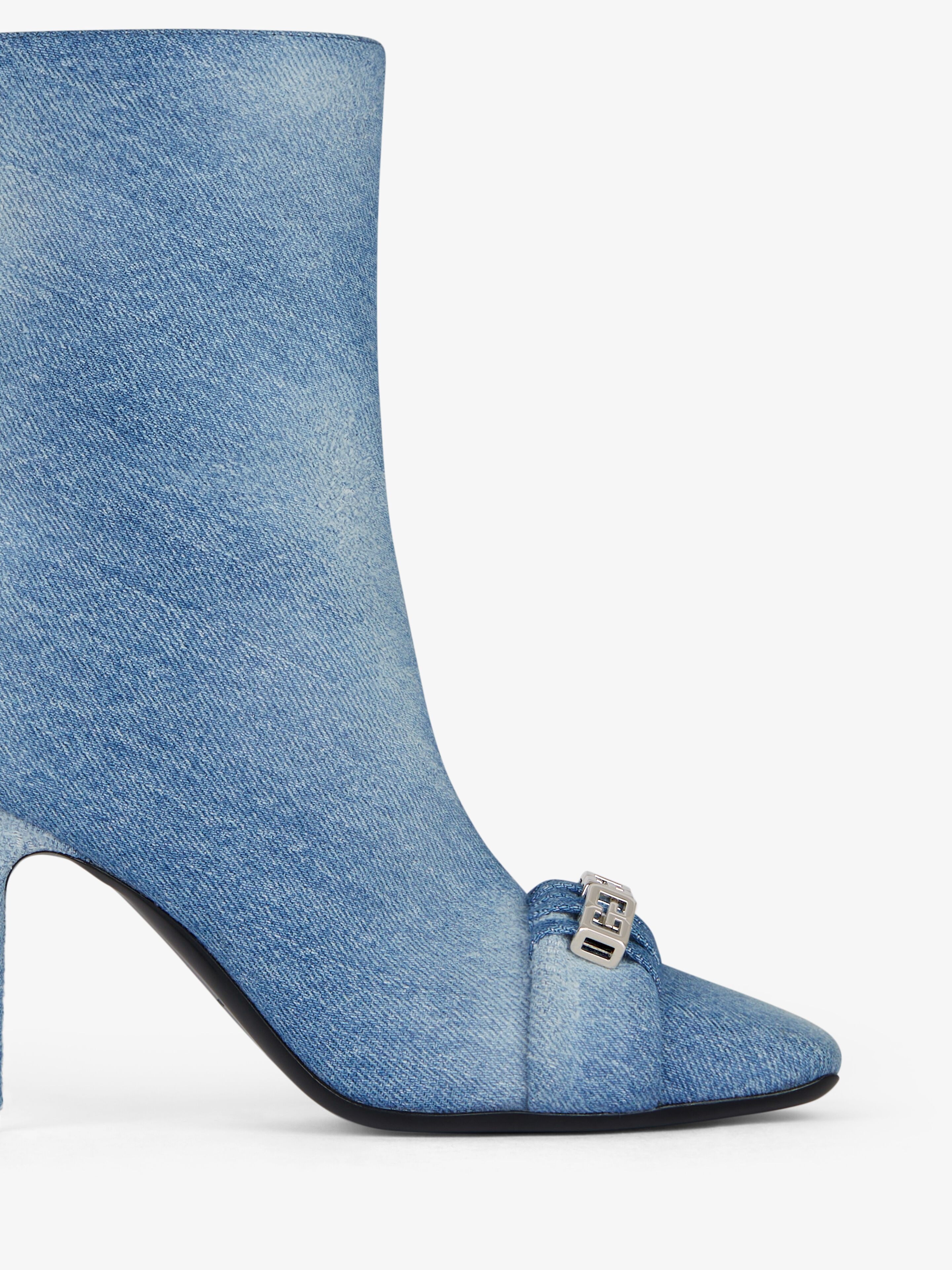 G WOVEN ANKLE BOOTS IN WASHED DENIM - 4