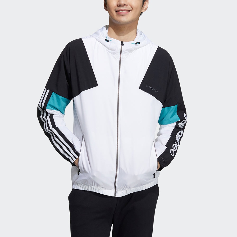 adidas neo M Cs Cb Wb 2 Logo Embroidered Contrasting Colors Sports Jacket White GP5685 - 2