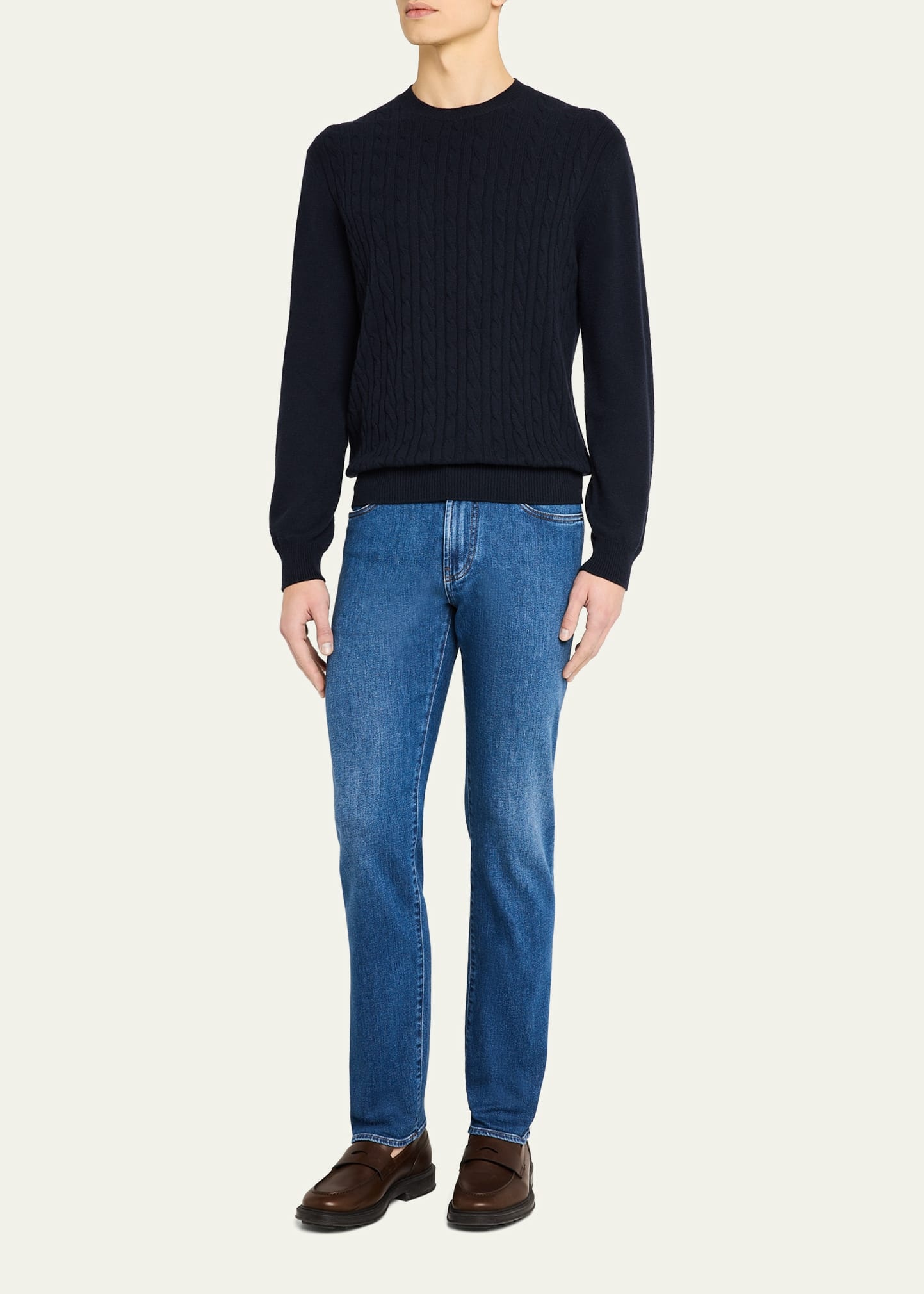 Men's Lenno Cashmere Cable Crewneck Sweater - 2