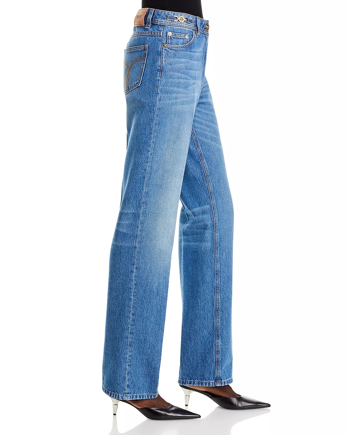 High Rise Stonewash Ankle Jeans in Medium Blue - 4