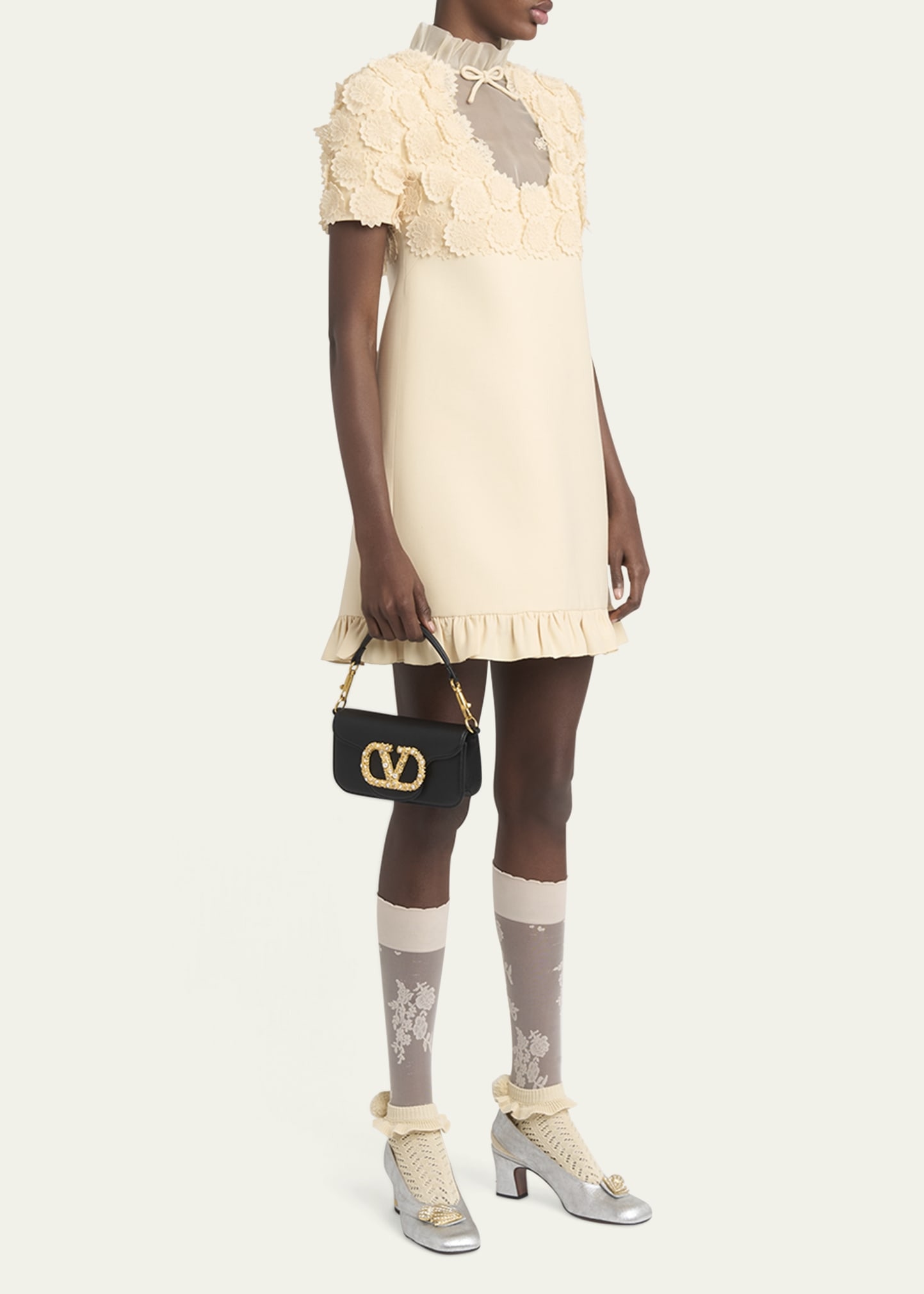 Loco Studded VLOGO Small Leather Shoulder Bag - 6