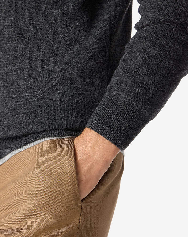Anthracite grey zip-up wool and cashmere turtleneck 5