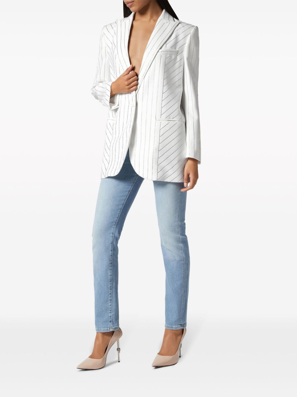 crystal-pinstripe cady blazer - 2