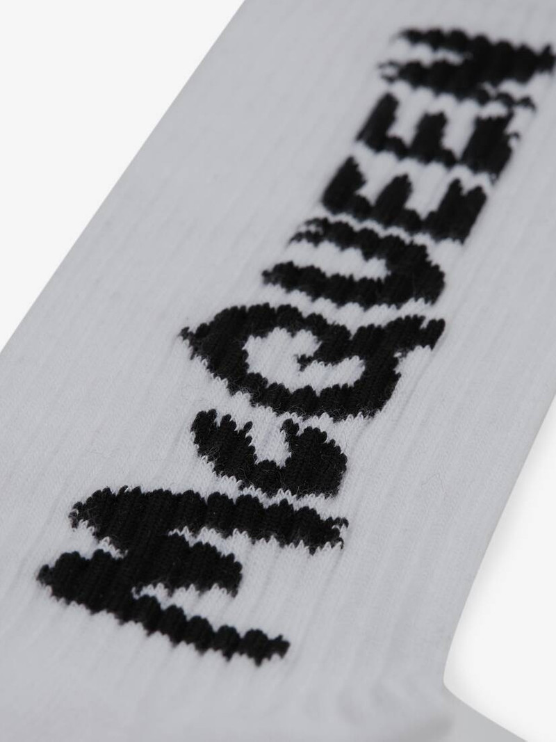 Alexander McQueen Men's McQueen Graffiti Socks in White/black outlook