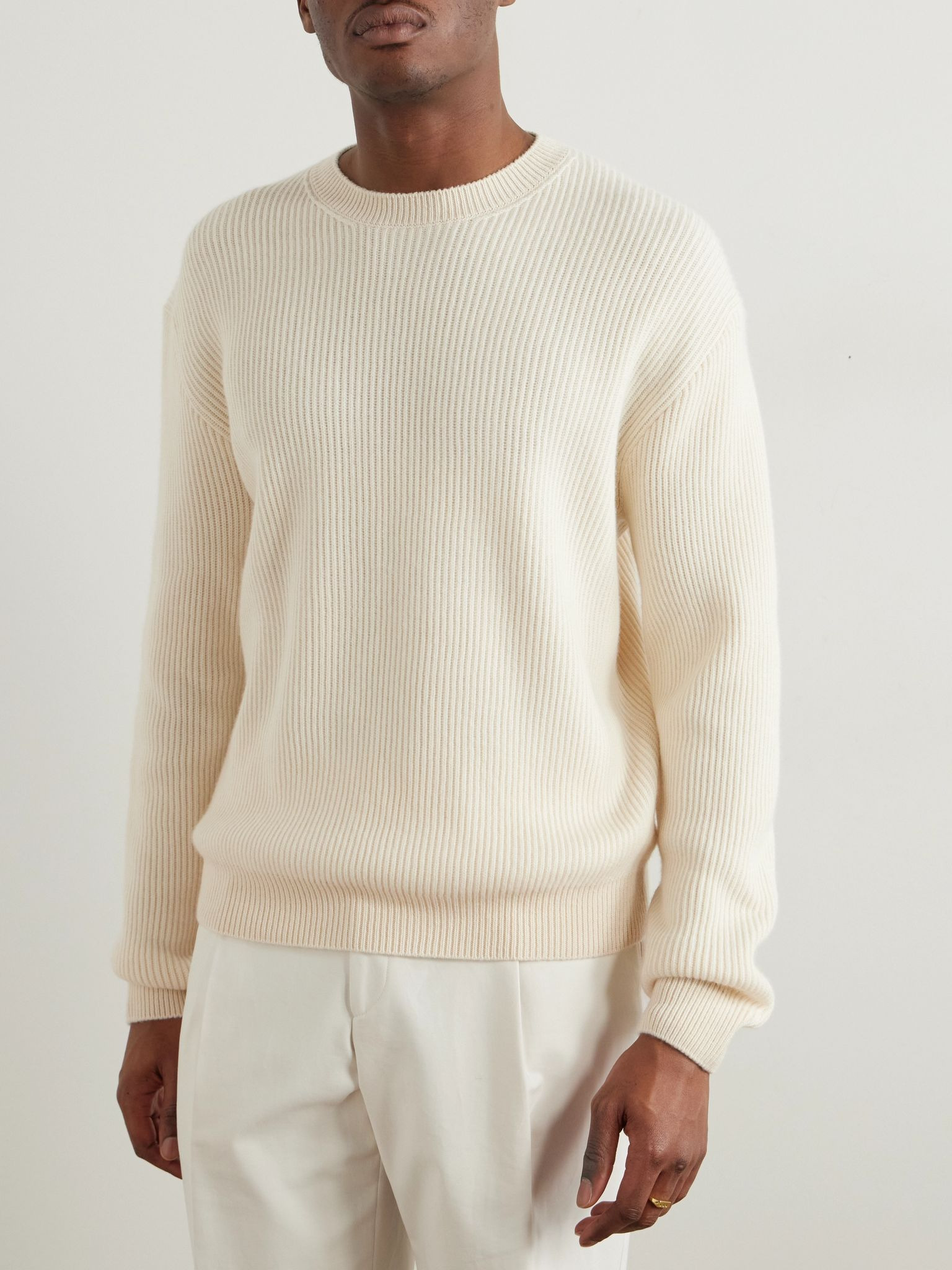 Fobello Ribbed Cashmere Sweater Off-white - 3