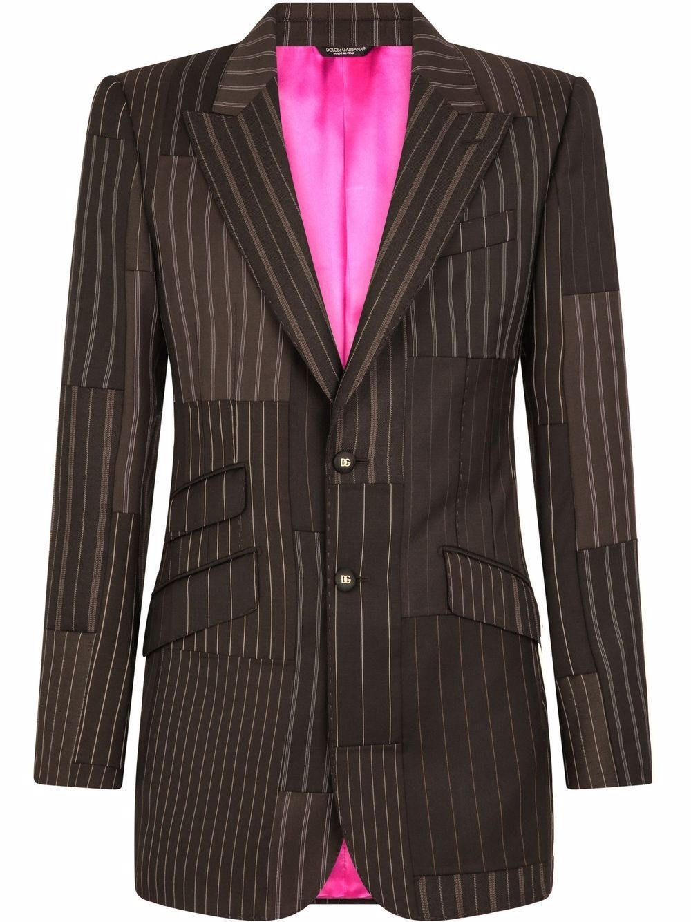 patchwork-stripe tailored suit jacket - 1