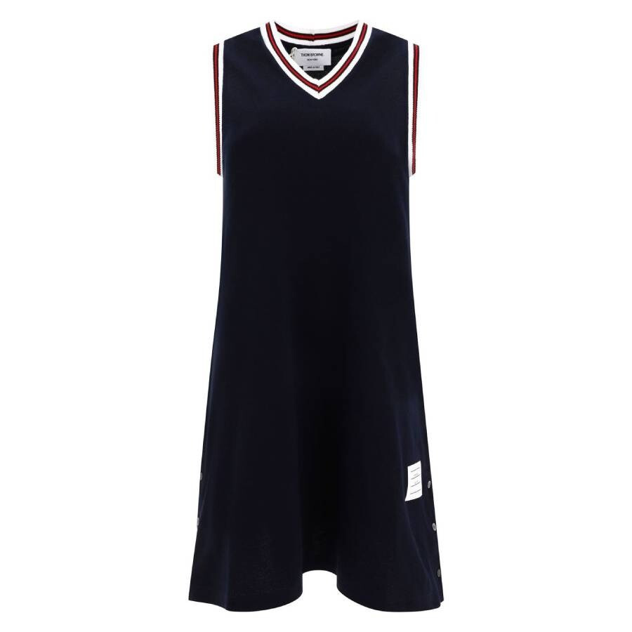 Thom Browne Stripe V-Neck Classic Pique Tennis Dress - 5