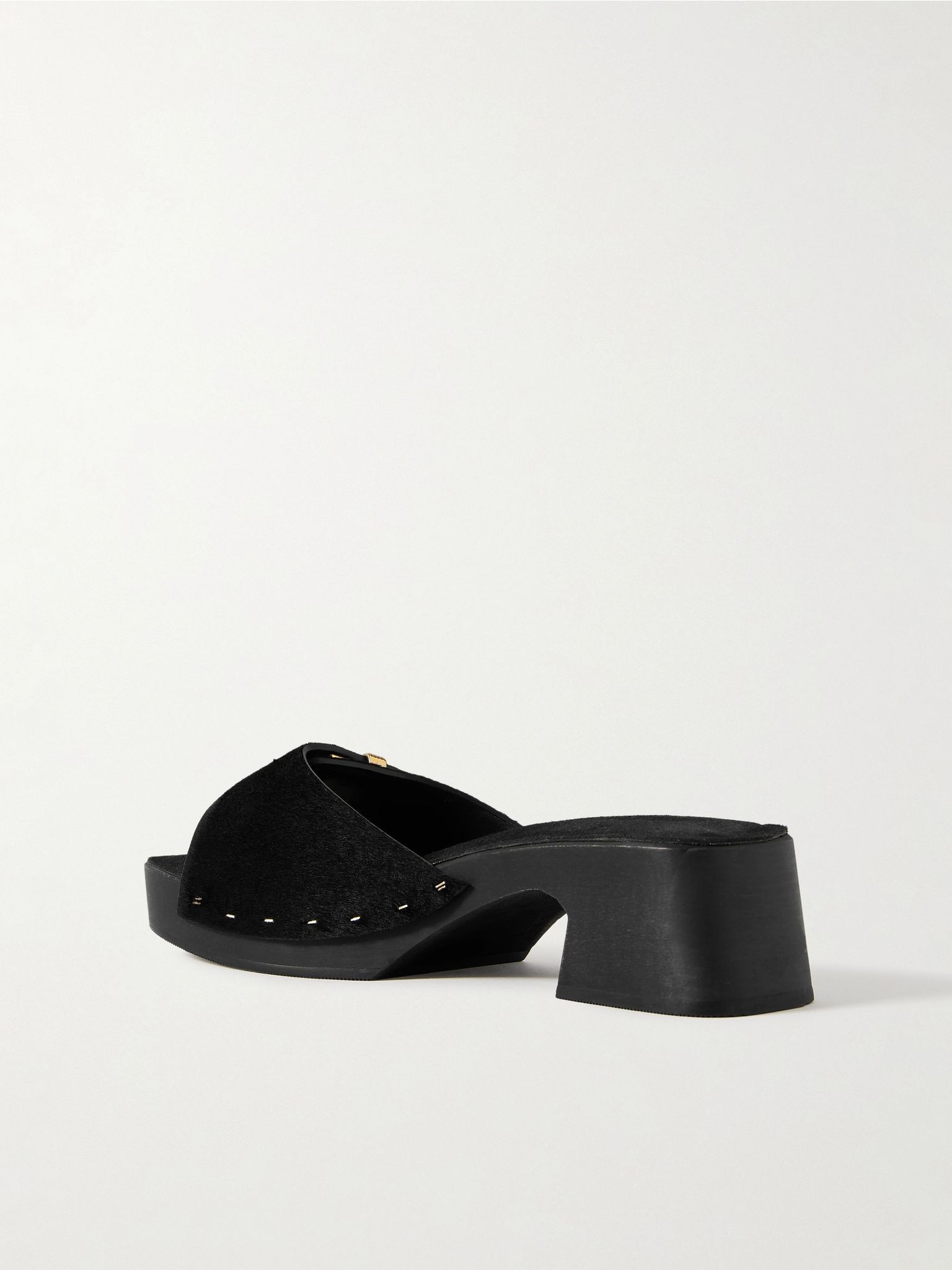 Britt buckled calf hair mules Black - 3