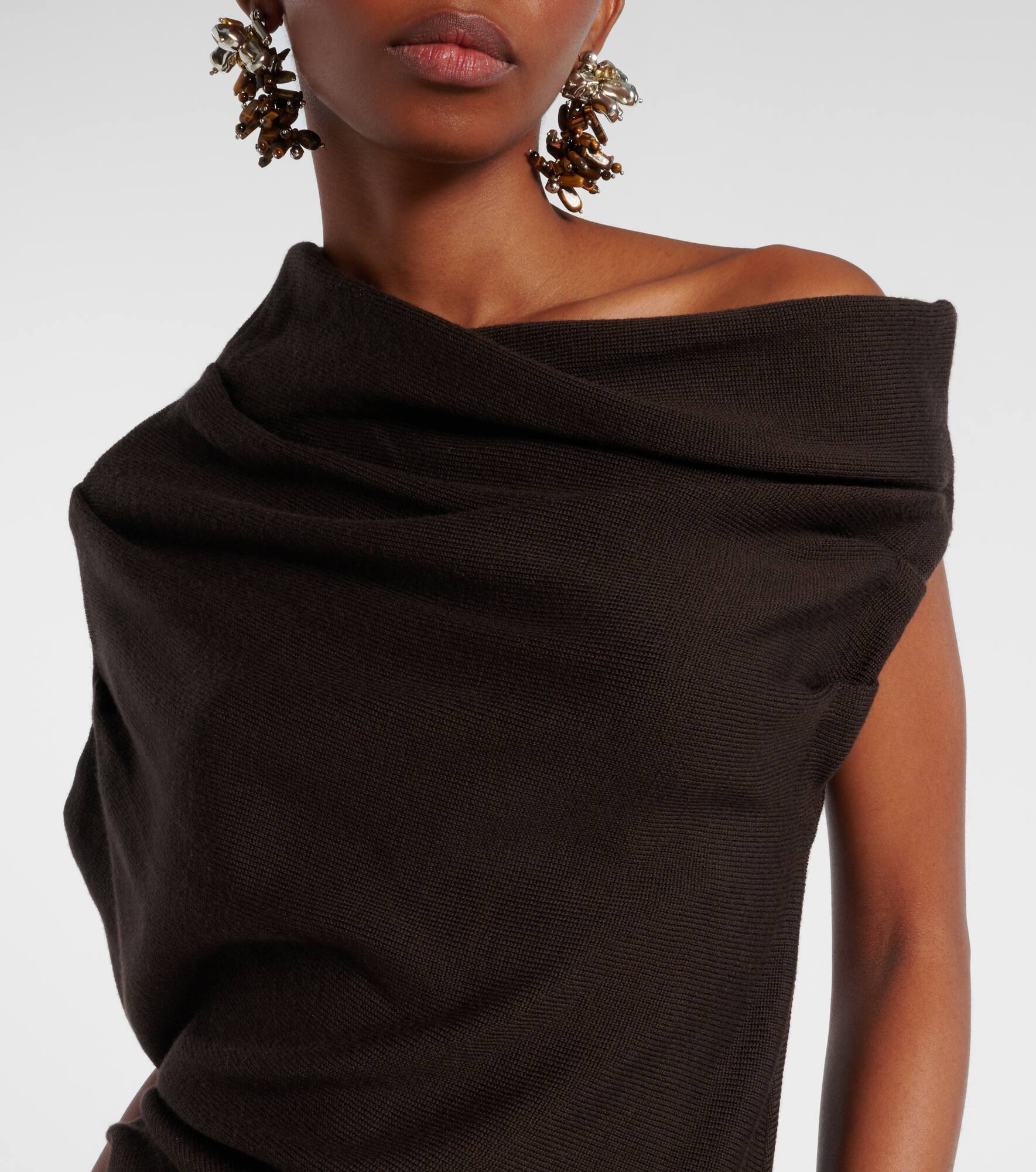 Mabel one-shoulder wool maxi dress - 4