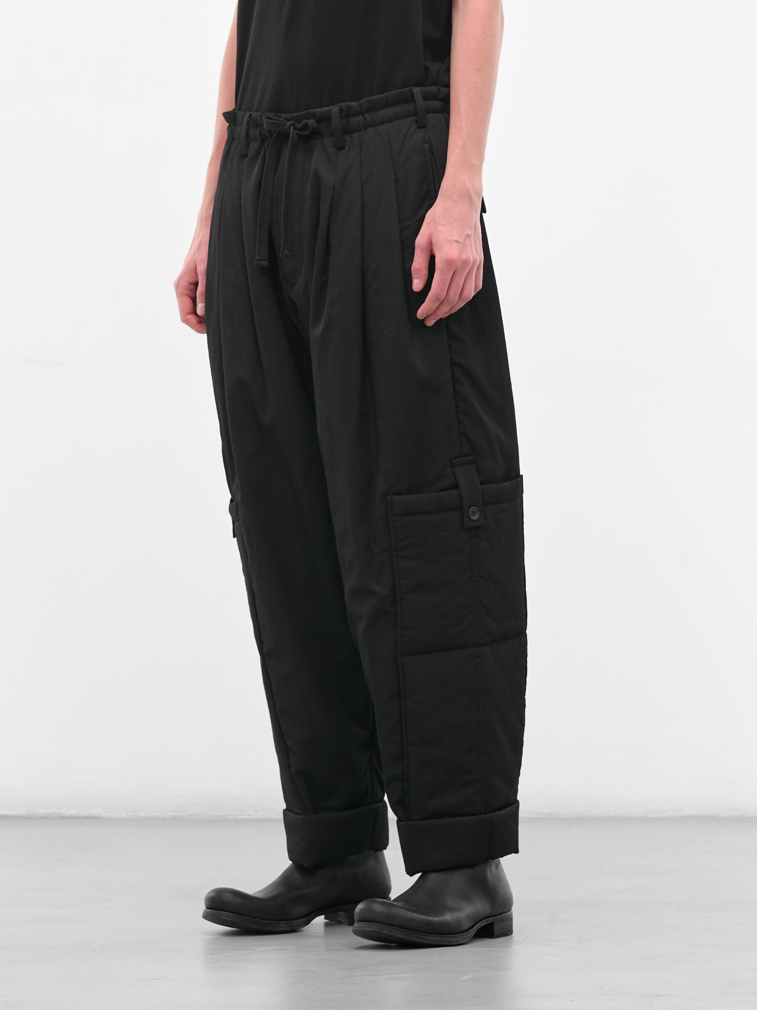 Black Relaxed Drawstring Trousers - 2