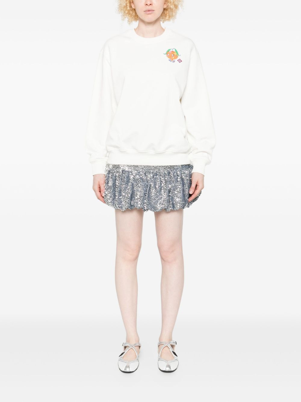 embroidered-orange sweatshirt - 2