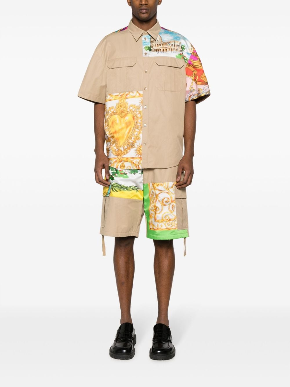 mix-print panelled cargo shorts - 2