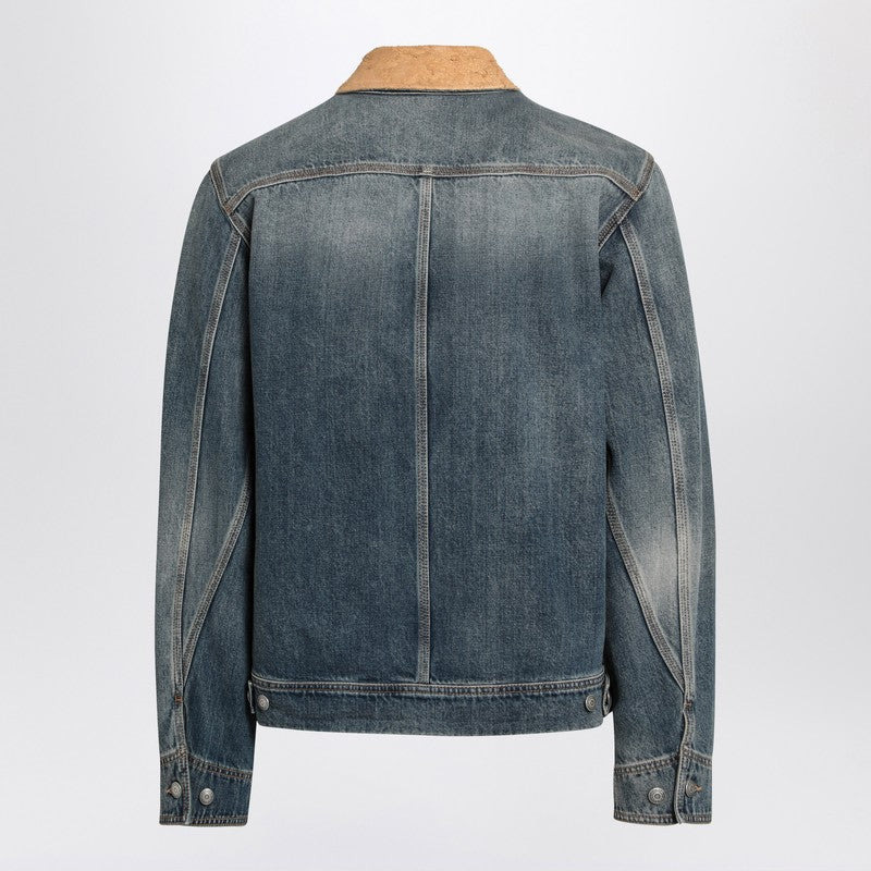 Alexander Mcqueen Denim Jacket With Suede Collar Men - 2