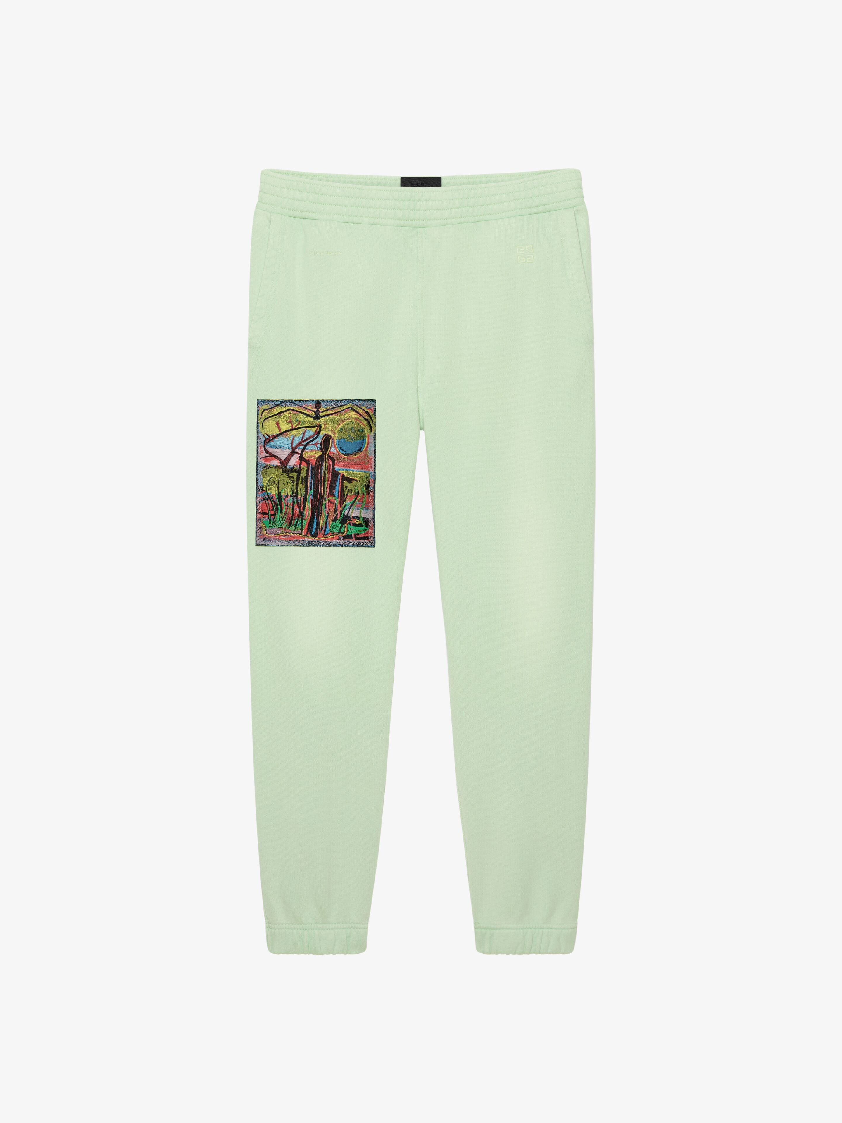 SLIM FIT JOGGER PANTS IN FELPA WITH REAPER EMBROIDERED PATCH - 1