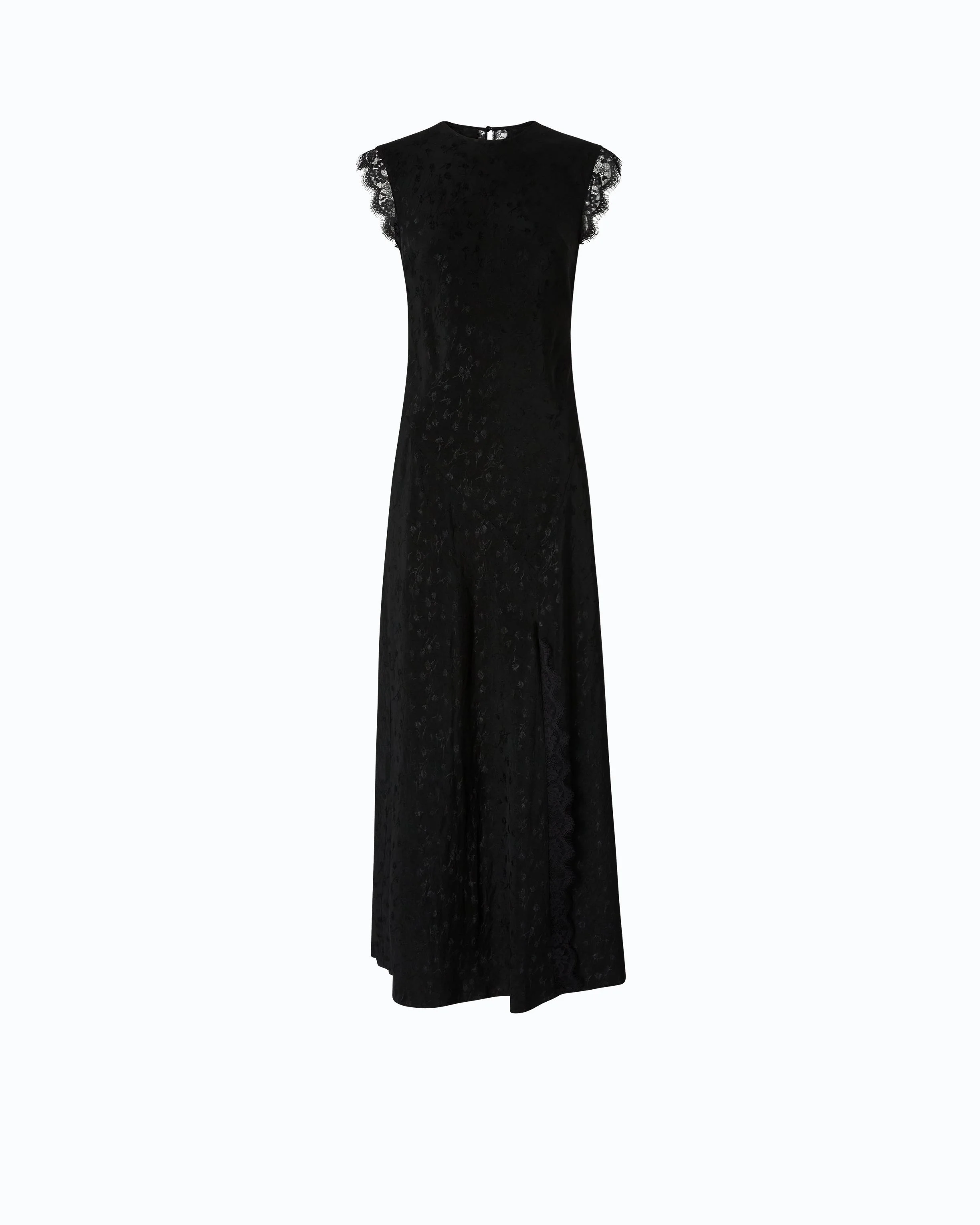 LONG DRESS WITH SLIT AND LACE INSERTS - 1