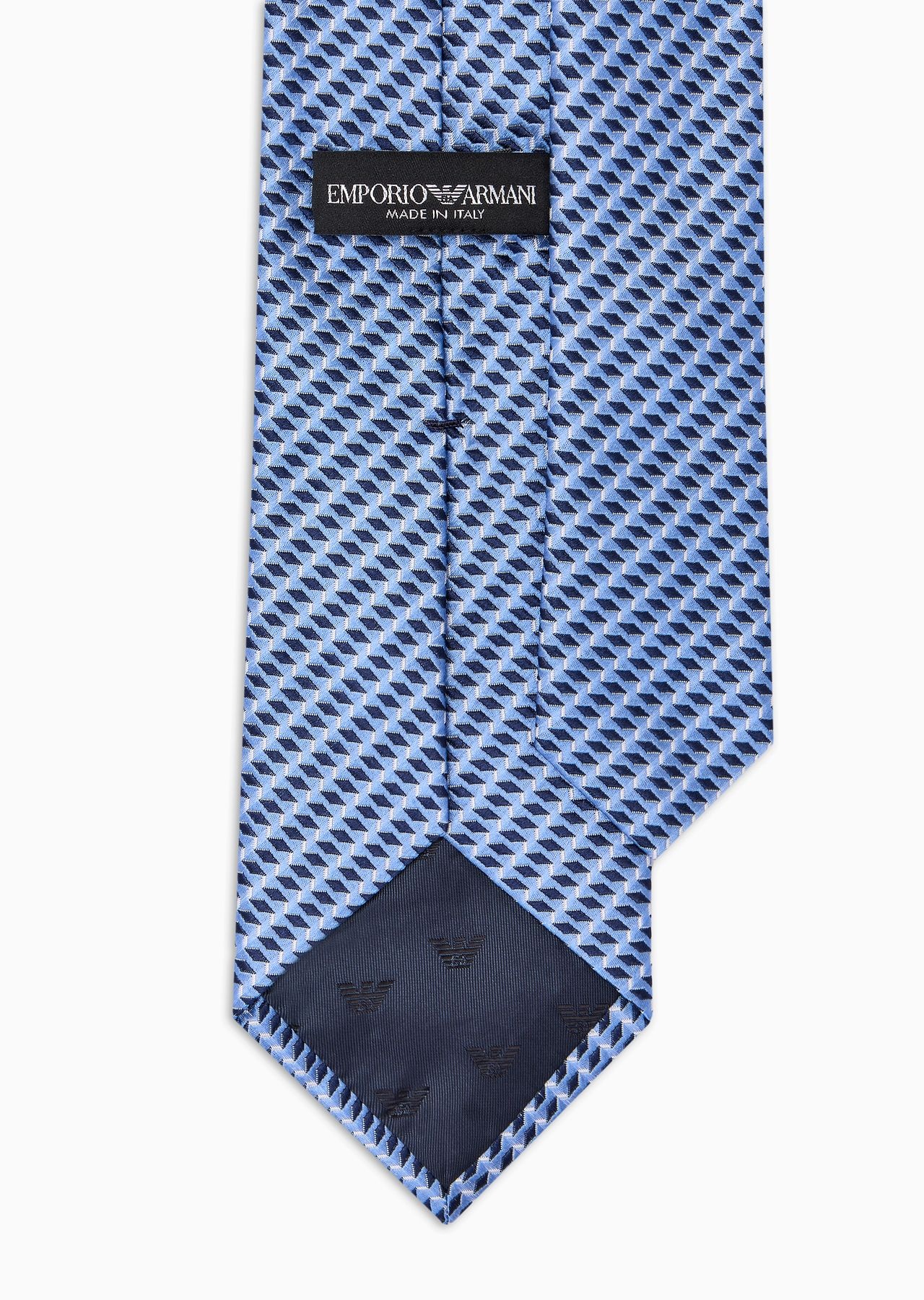 Pure silk tie with jacquard op-art motif - 2