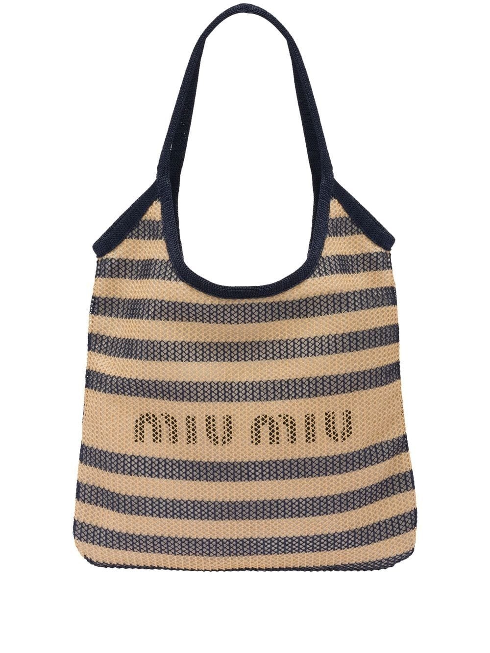 layered striped mesh tote bag - 1