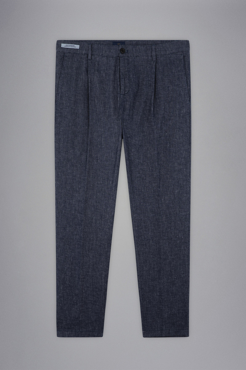 LINEN E COTTON STRETCH CHINO TROUSERS 1