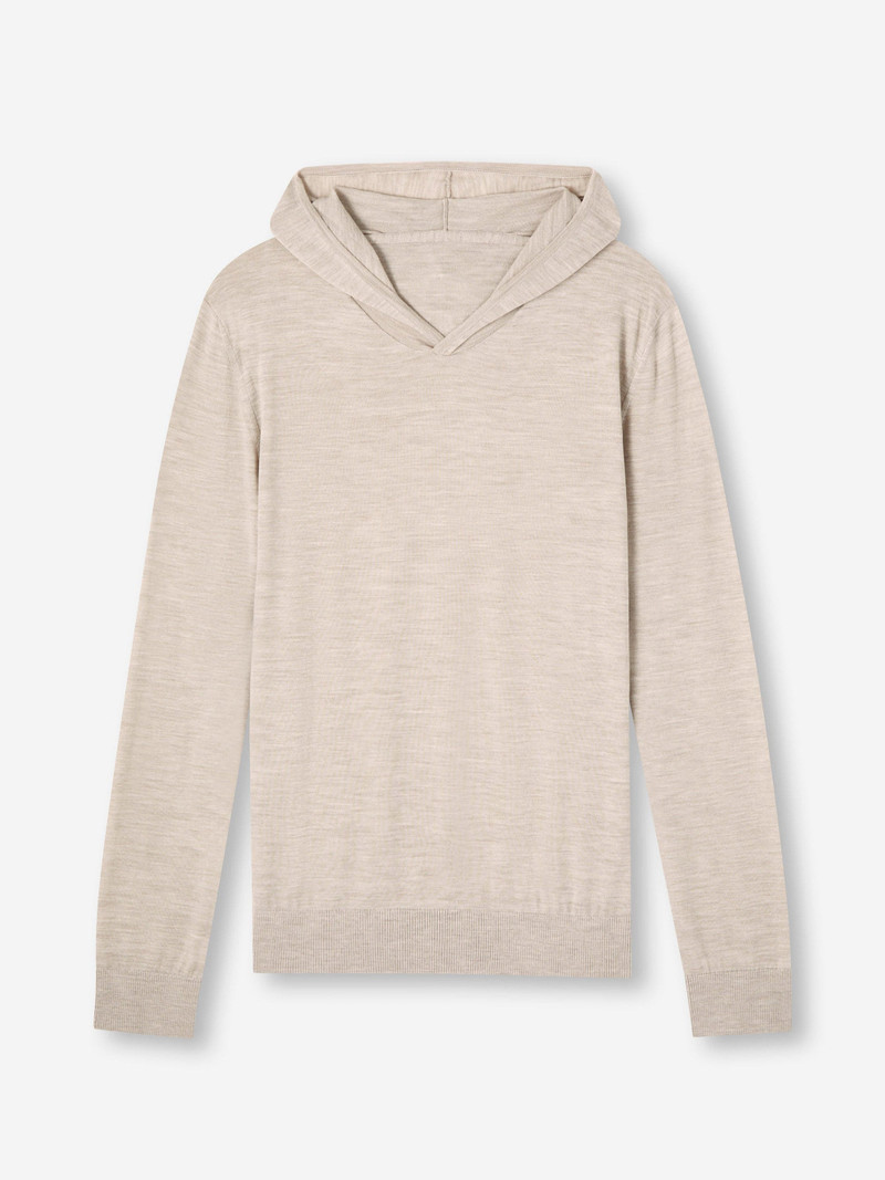 Derek Rose Men's Hoodie Orson Merino Wool Oat outlook