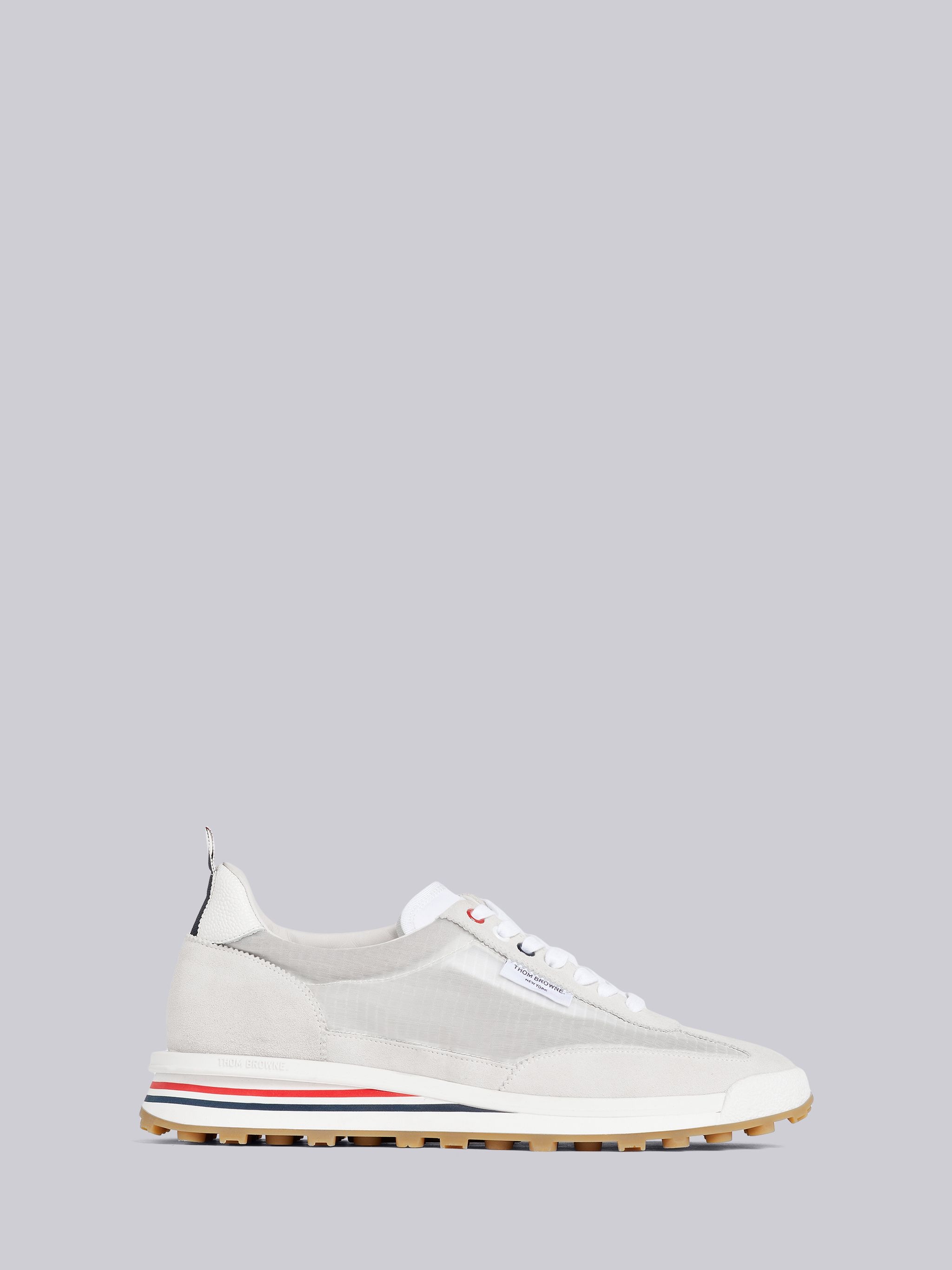 White Ripstop Suede and Mesh Unlined Tech Runner - 1