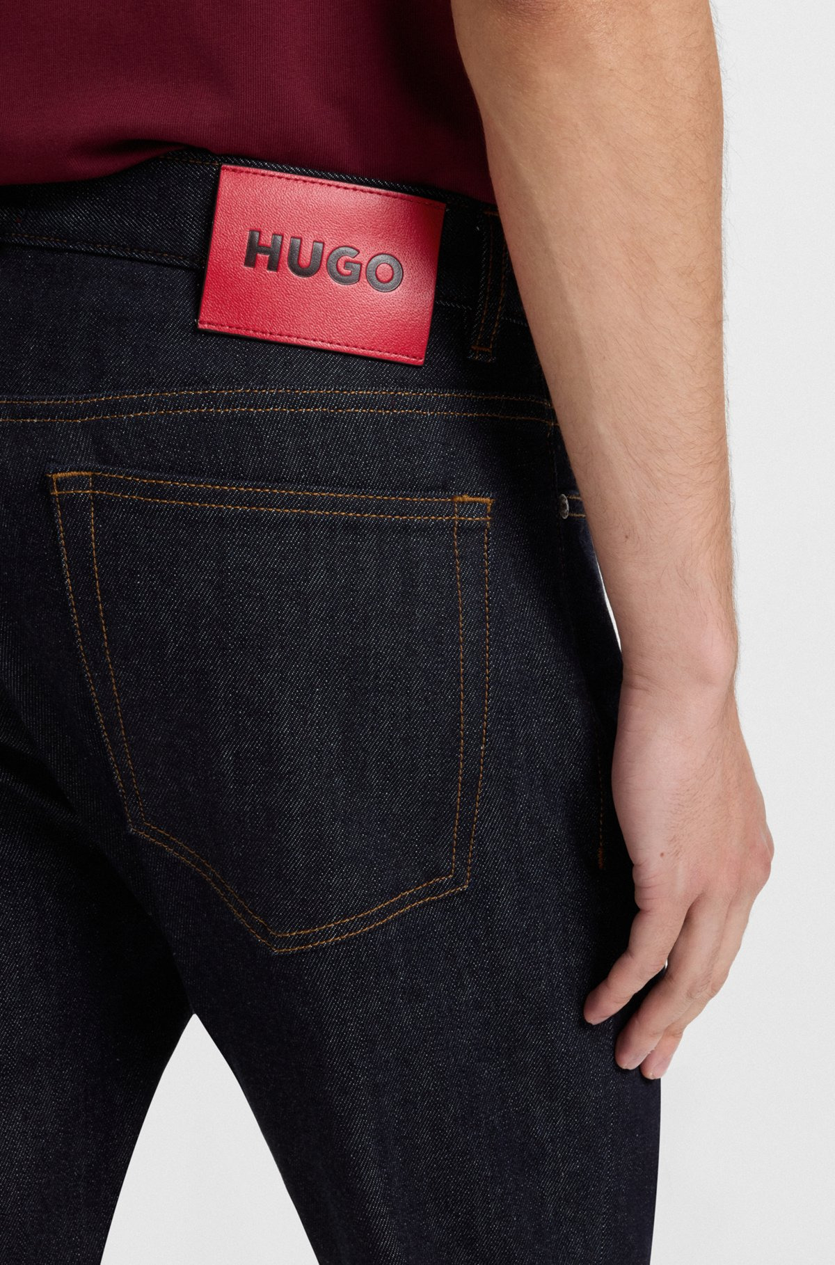SLIM-FIT JEANS IN DARK-BLUE STRETCH DENIM - 5