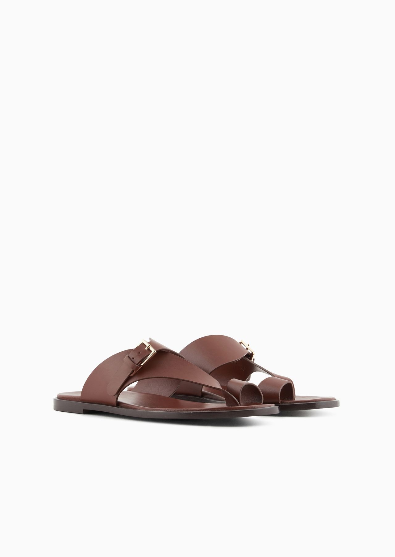 Leather flip-flop sandals with buckle - 2