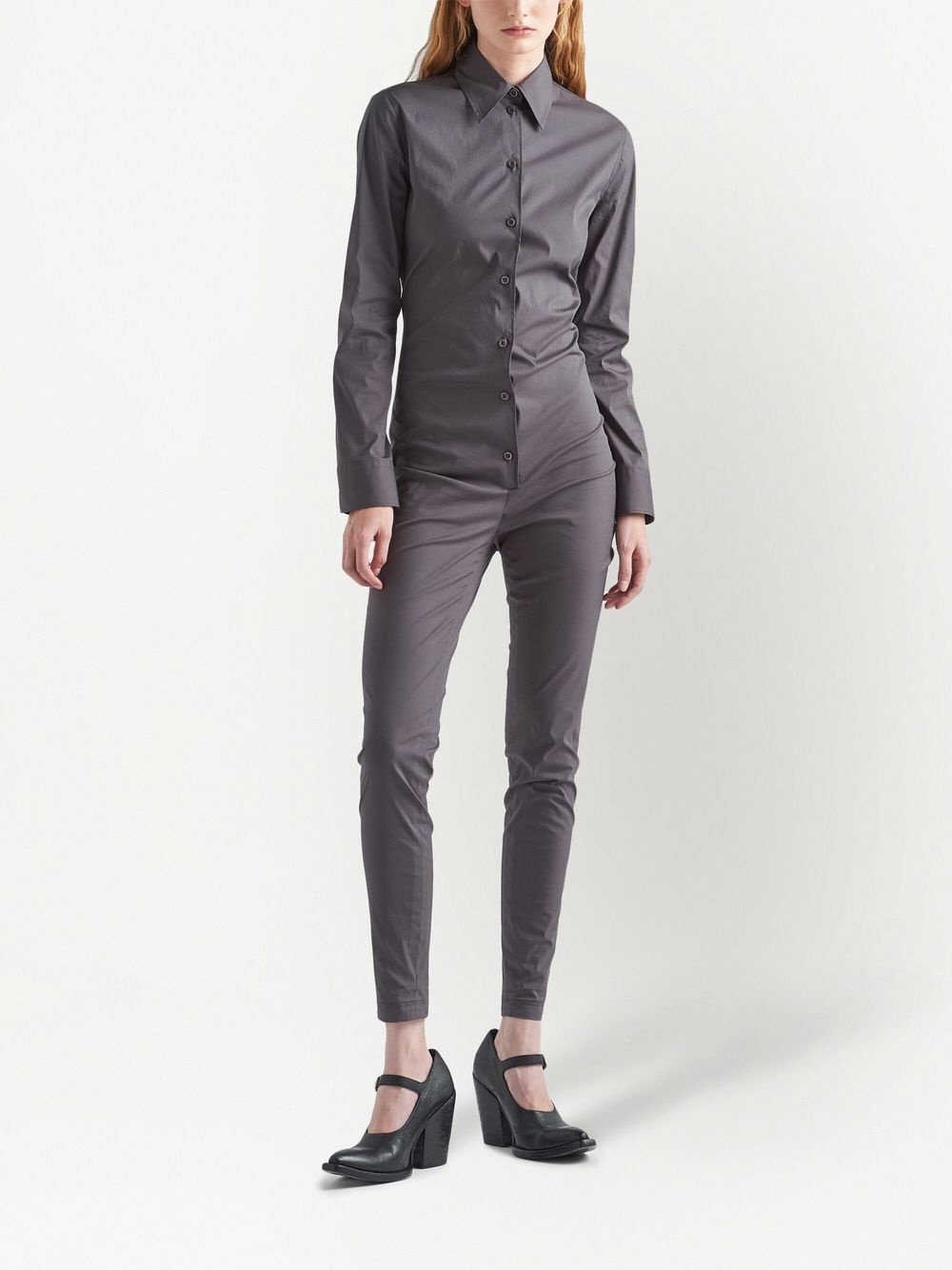 slim-fit long sleeves jumpsuit - 2