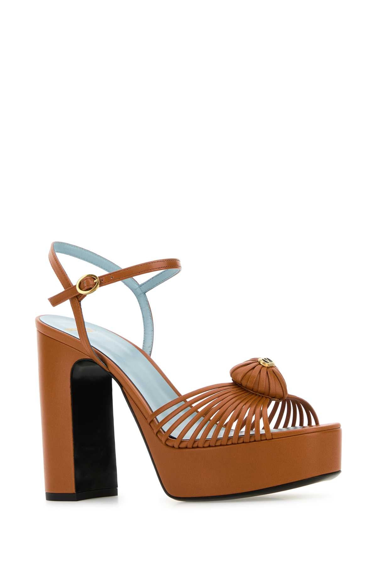 Valentino Garavani Women Orange Leather Vlogo Signautre Sandals - 2