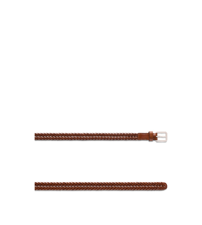 TOM FORD WOVEN LEATHER BEVELED BUCKLE BELT outlook