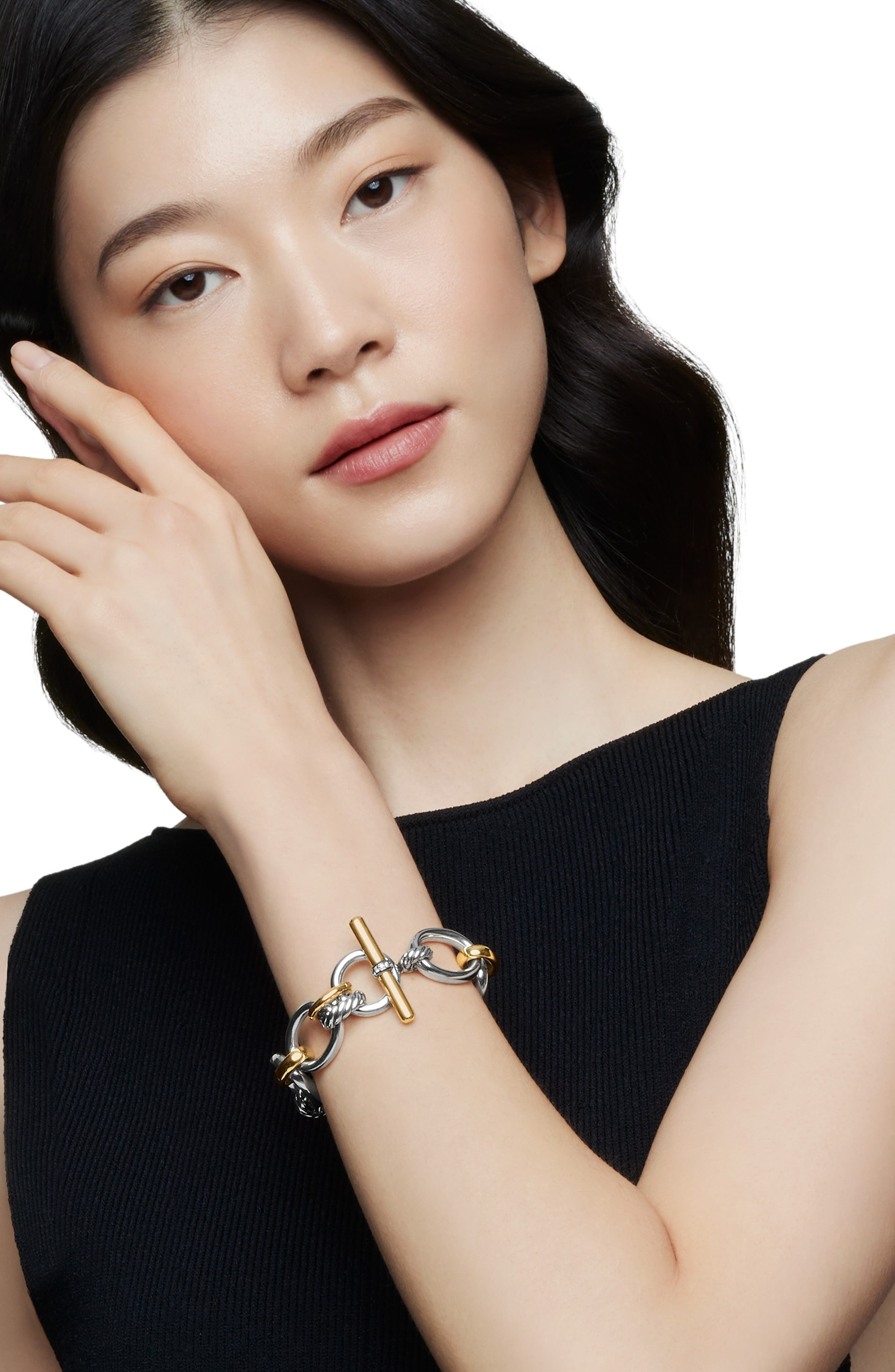 David Yurman Mercer­™ 18K Gold & Sterling Silver Chain Bracelet with Pavé Diamonds in Sterling Silve - 2