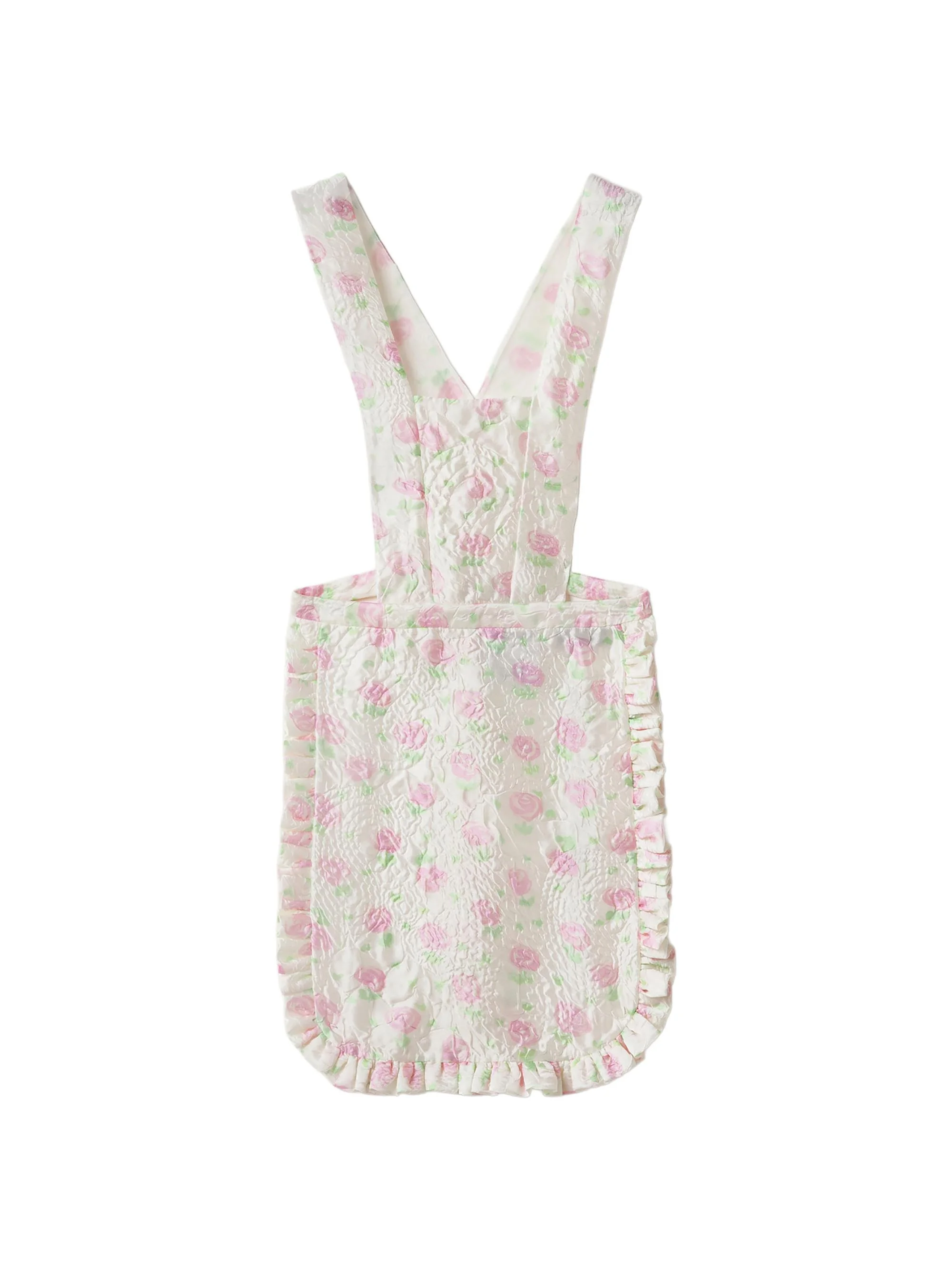 Floral Cloqué Apron - White - 1