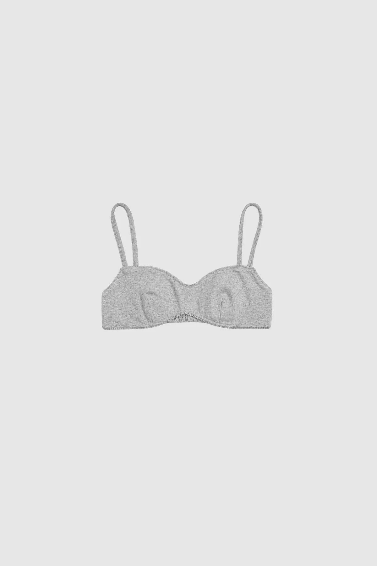 Pointelle Bralette - Grey Marle - 1