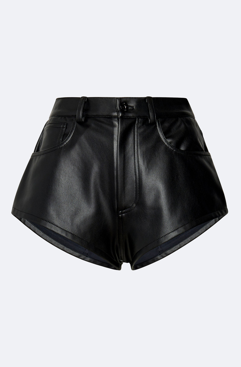 Stretch Faux Leather Mini Short - 1