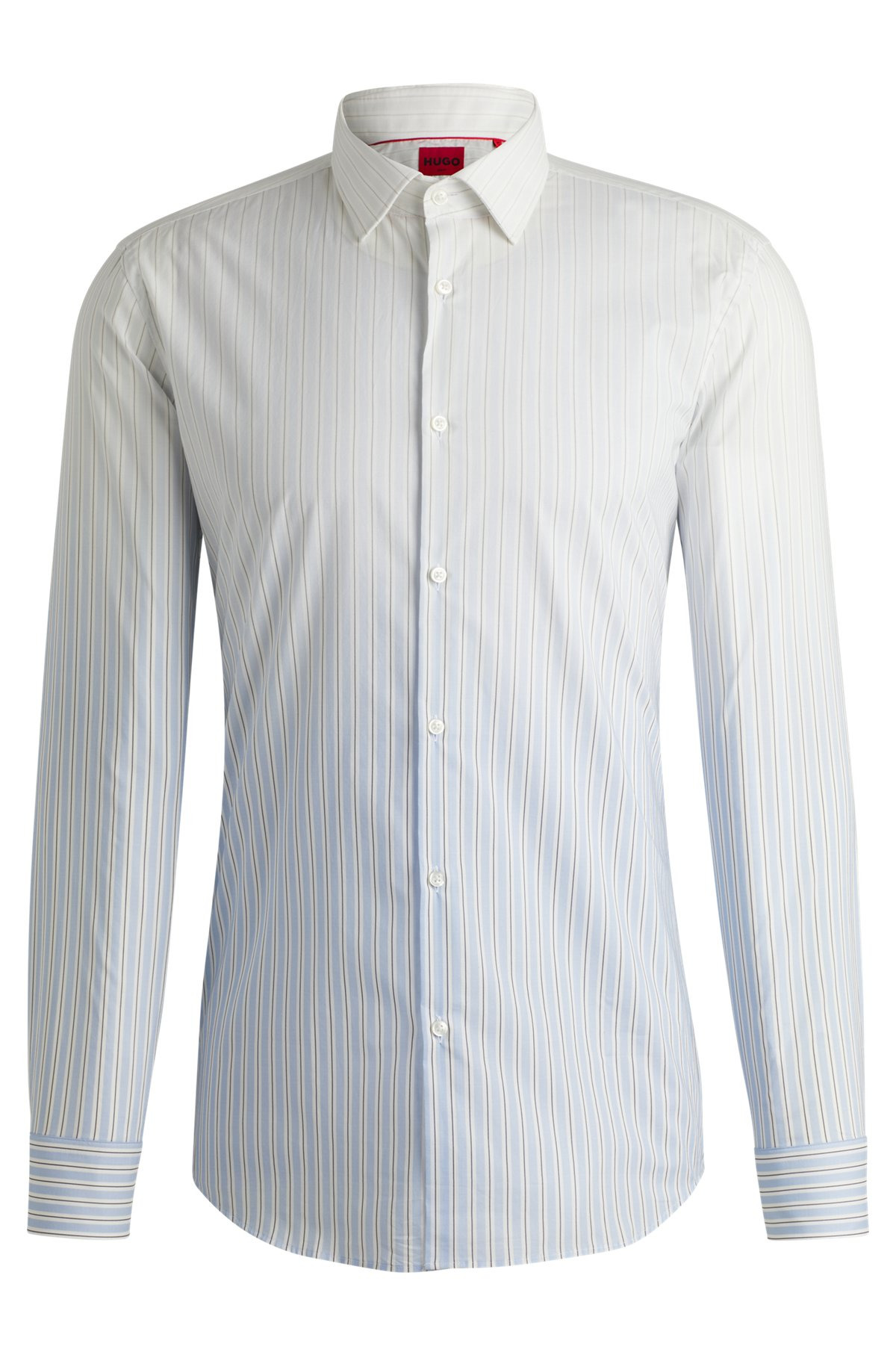 SLIM-FIT SHIRT IN DEGRADÉ-STRIPE COTTON POPLIN - 1
