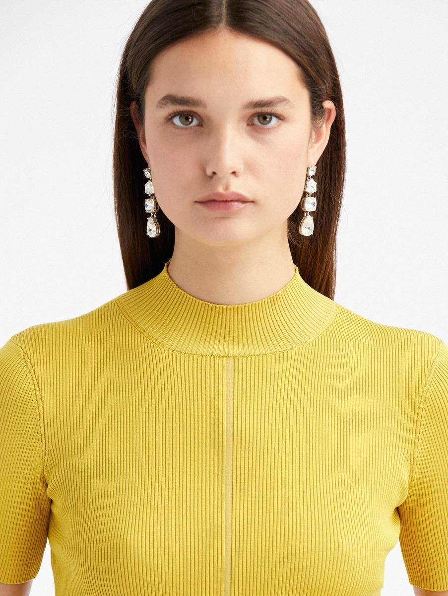 SHORT SLEEVE MOCK NECK RIBBED PULLOVER - 4