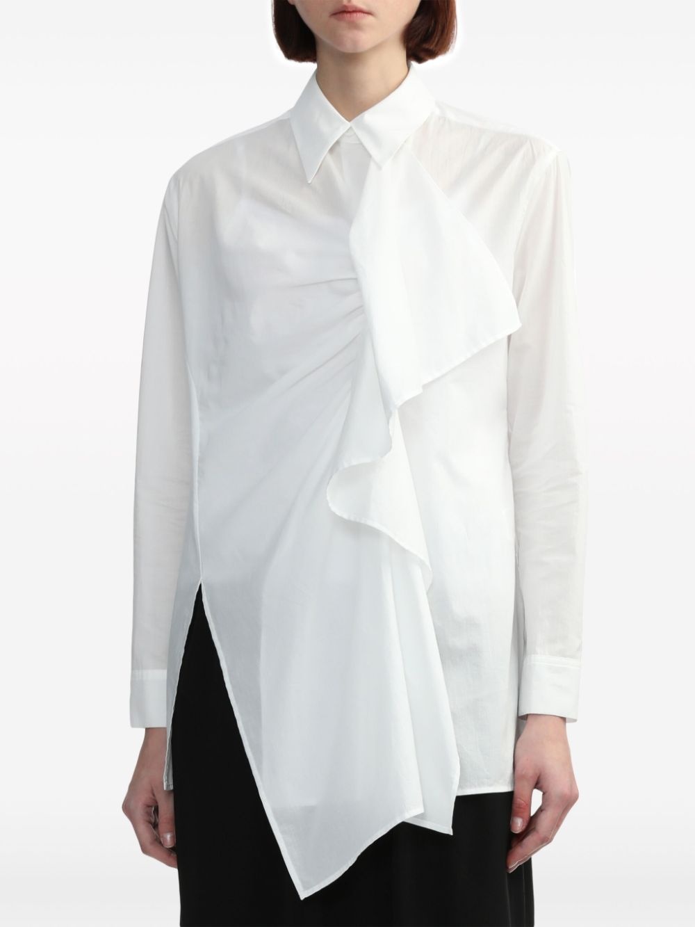 ruffle-detailing cotton shirt - 3