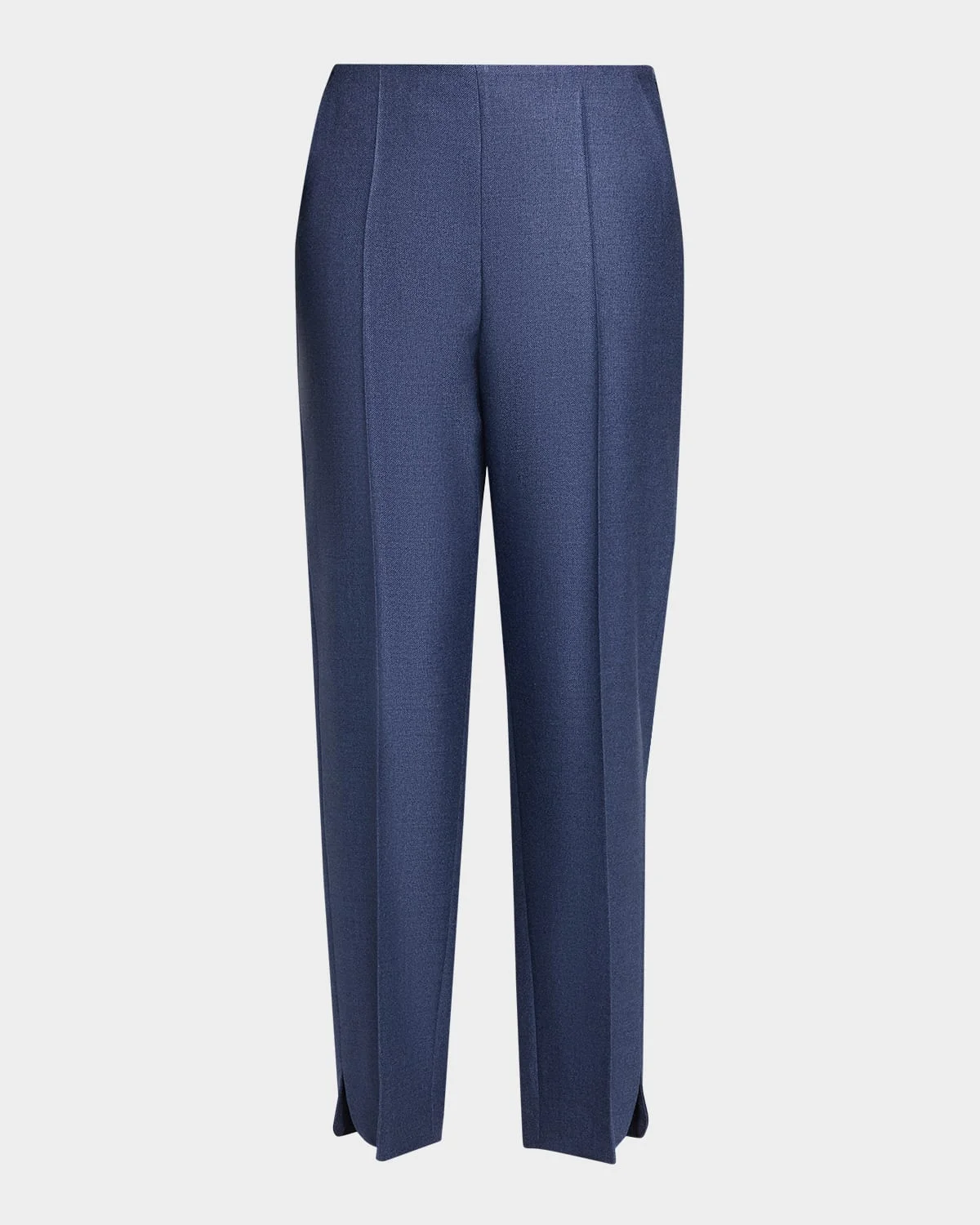 Silk Straight-Leg Ankle Slit Trousers - 1