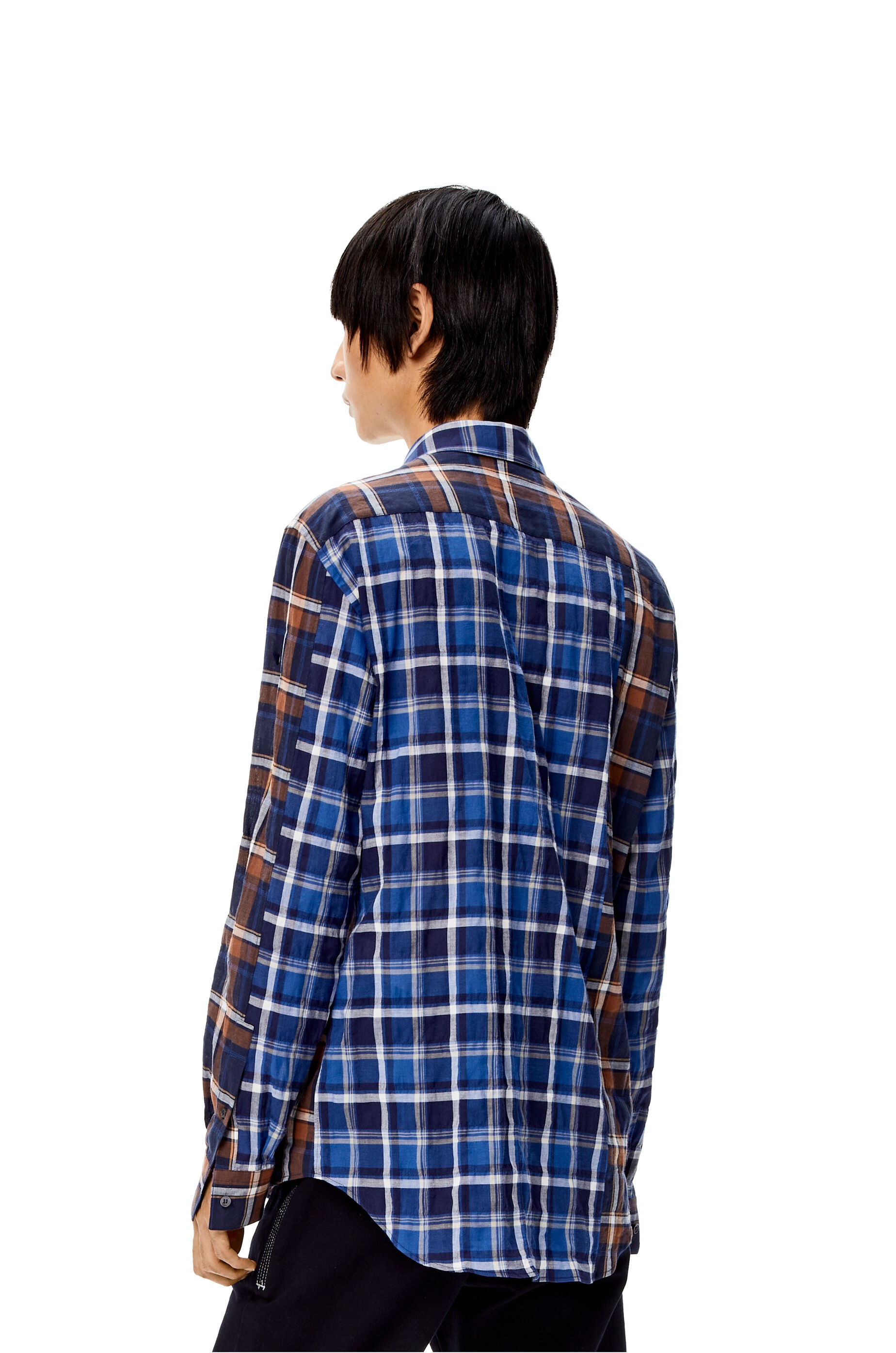 Patchwork check shirt in cotton - 4