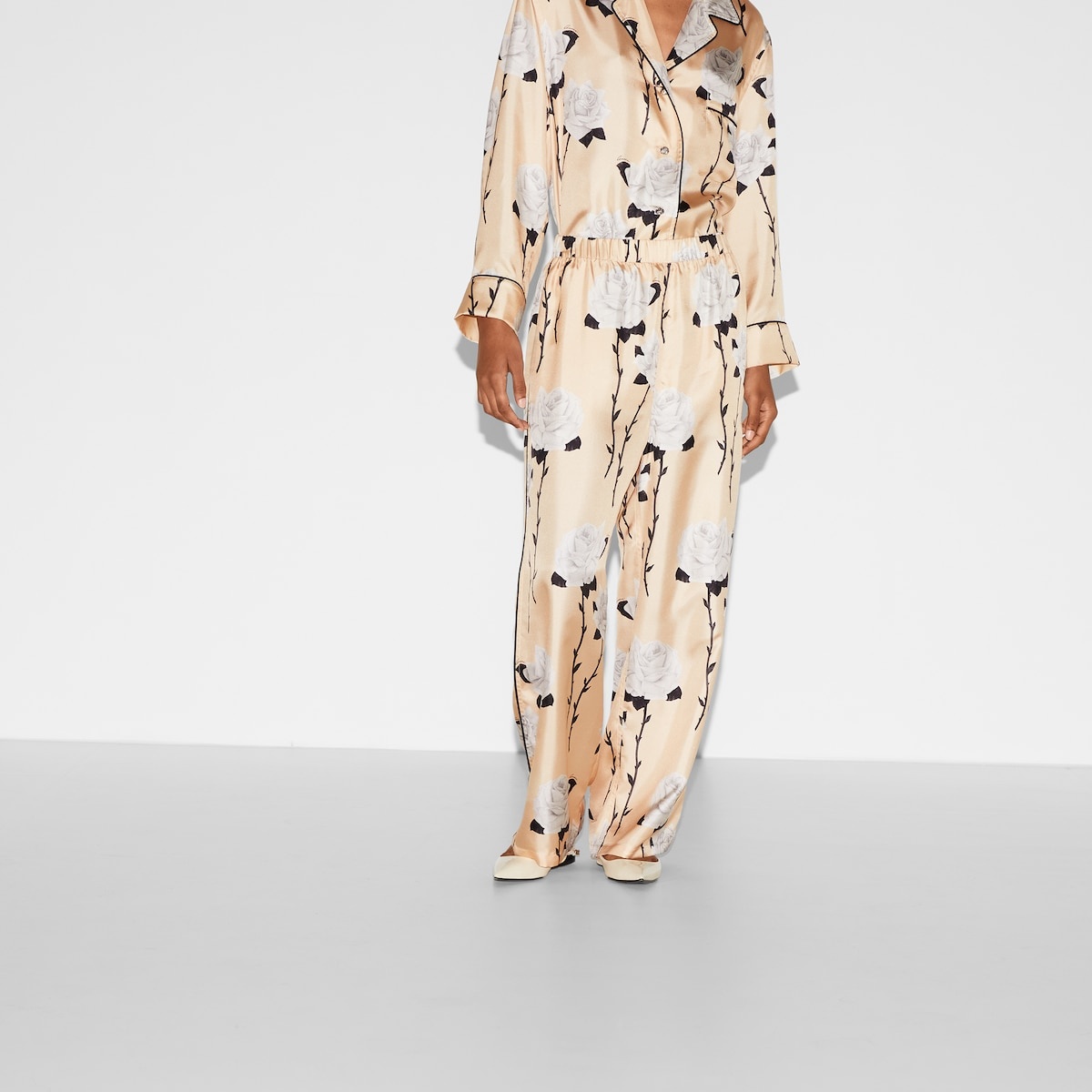 Floral print silk twill pant - 3