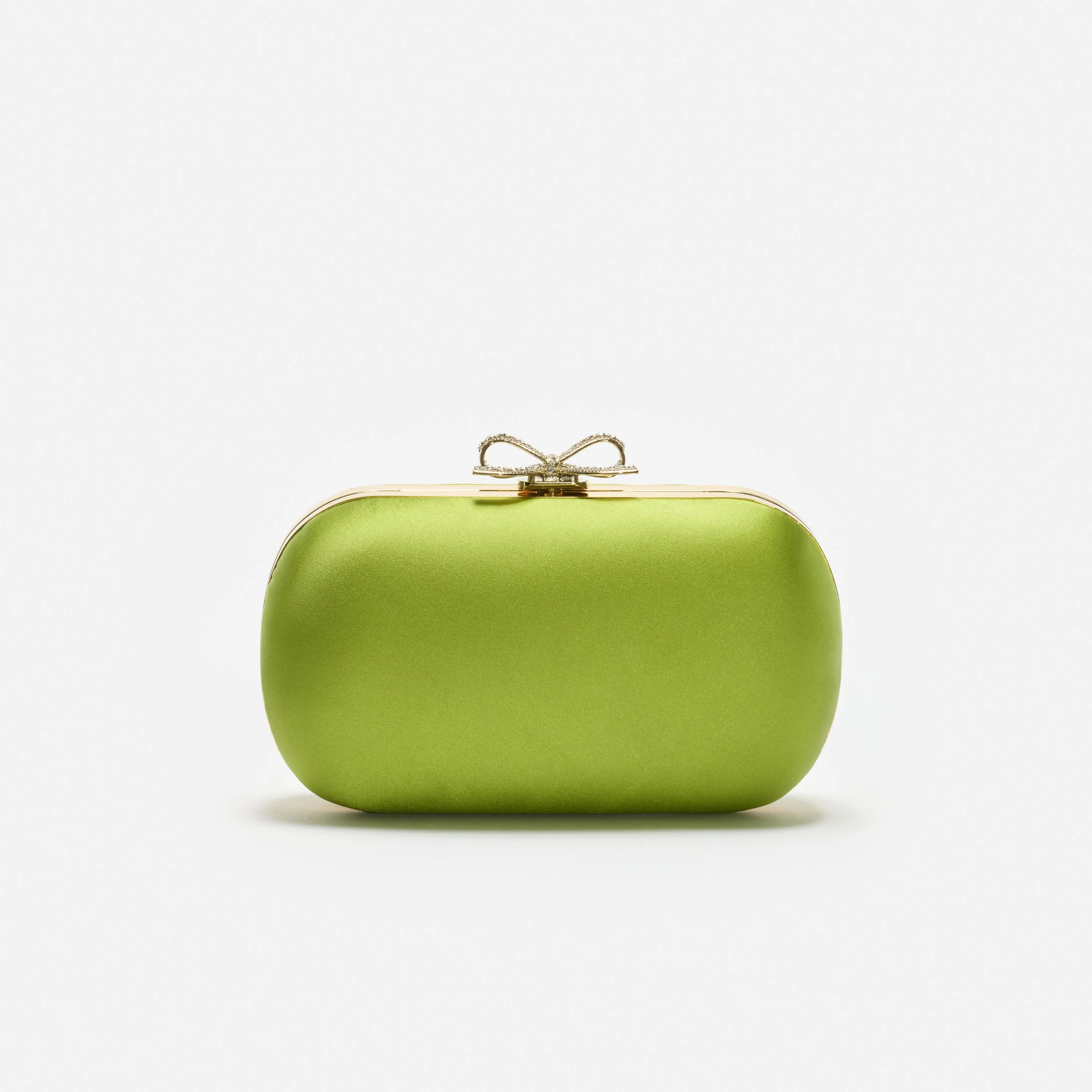 Green Satin Clutch Bag - 1