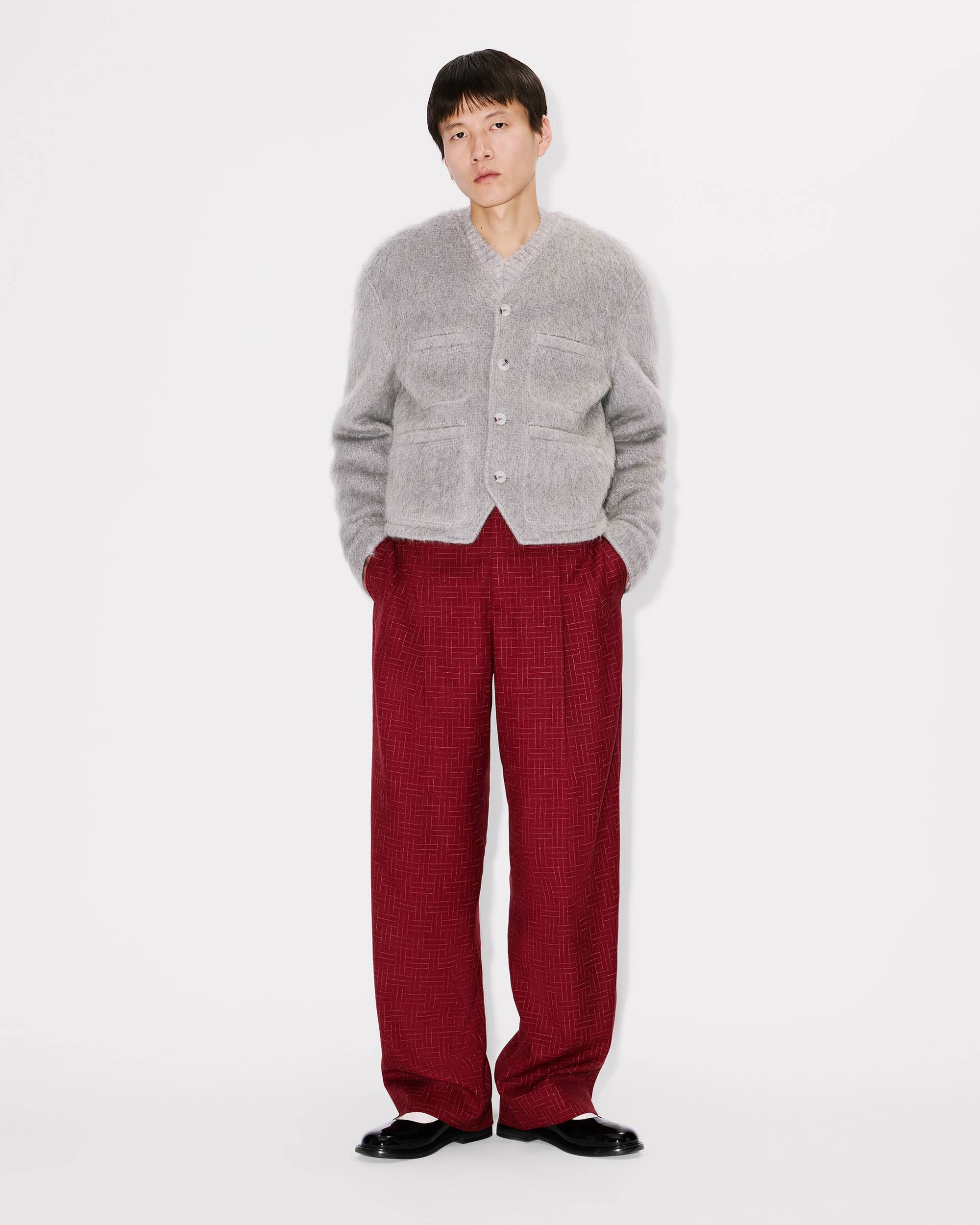 Collarless jacket in hairy wool alpaca and mohair - 3