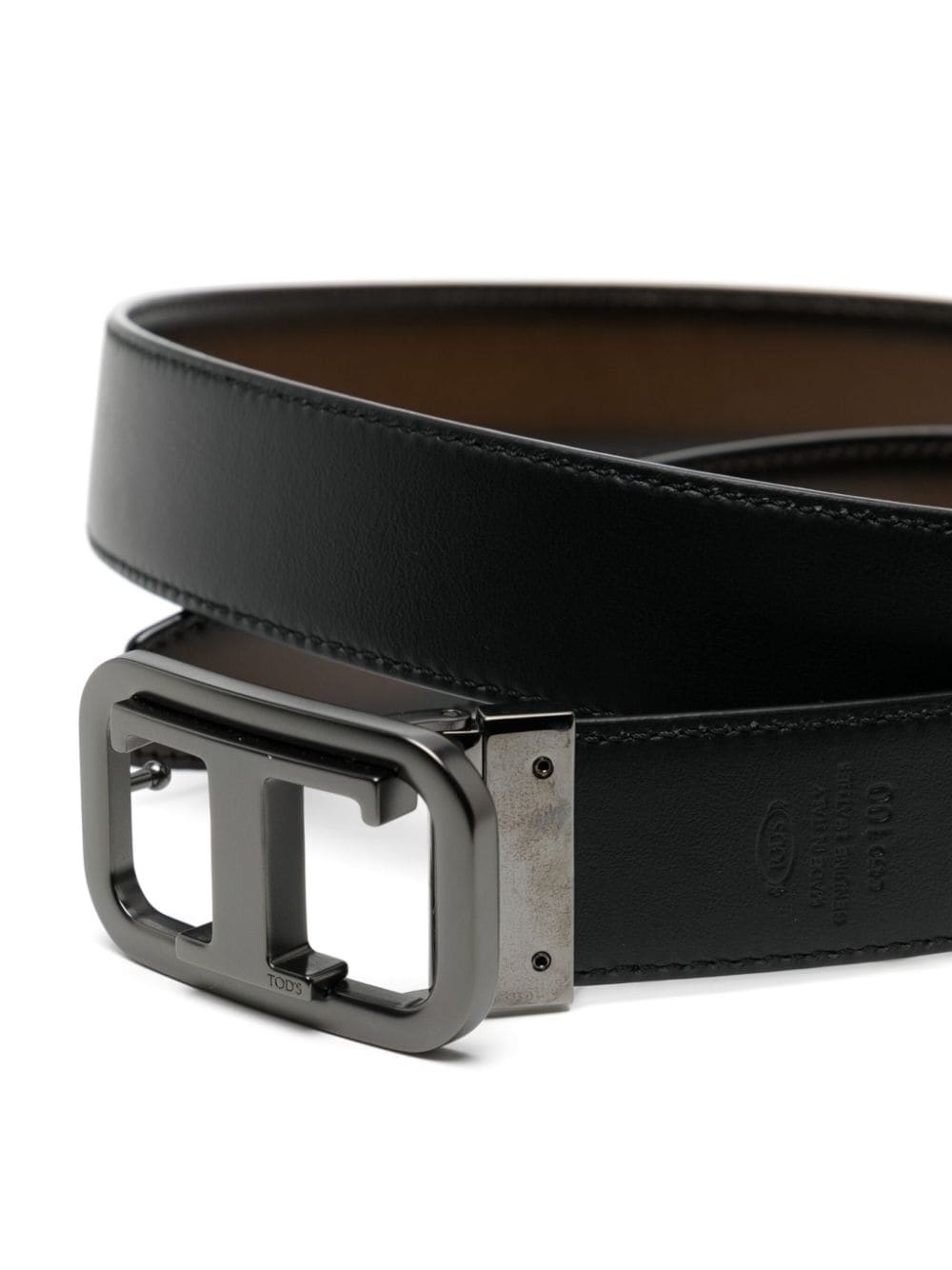 logo-buckle leather belt - 2