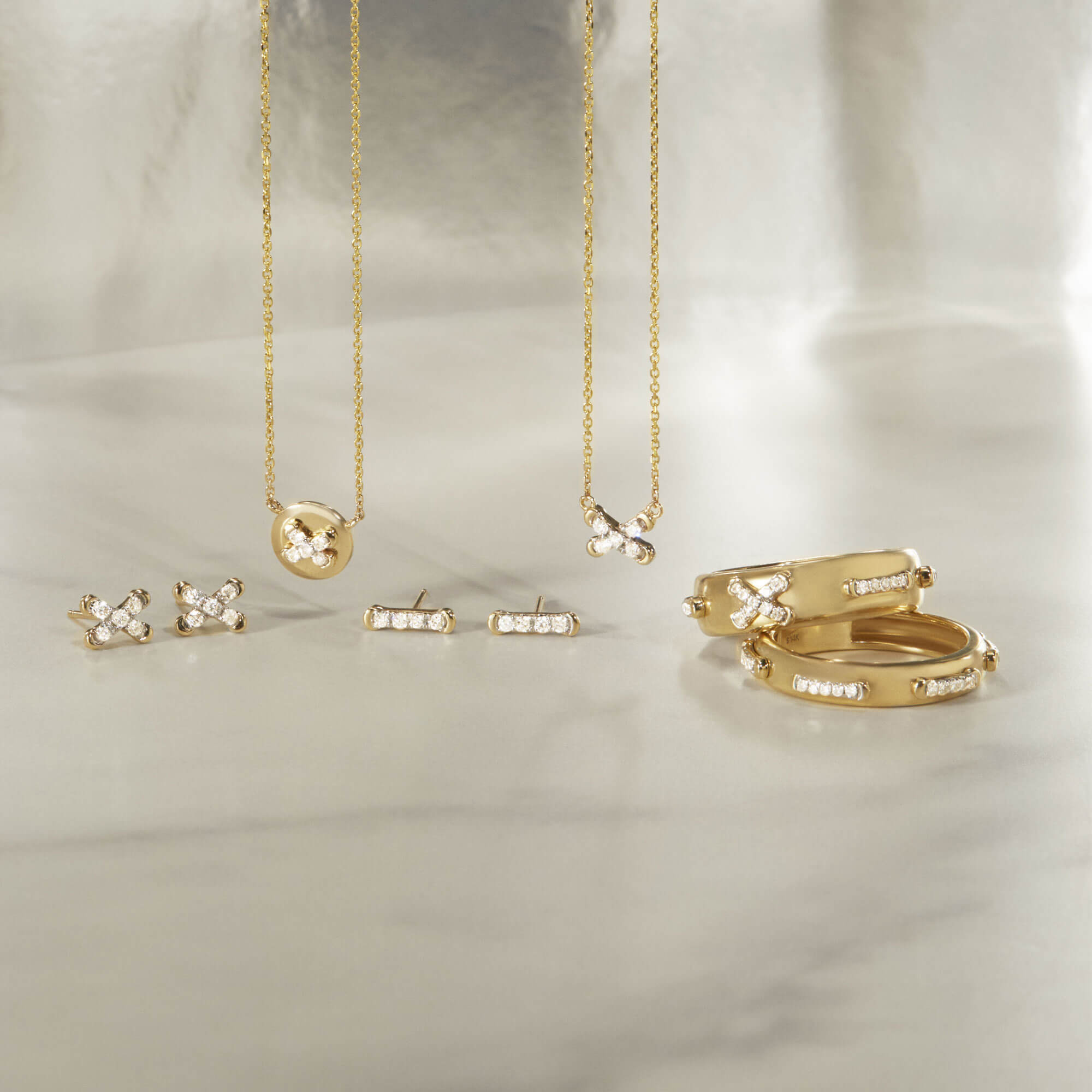 Diamond Button Studs - 8