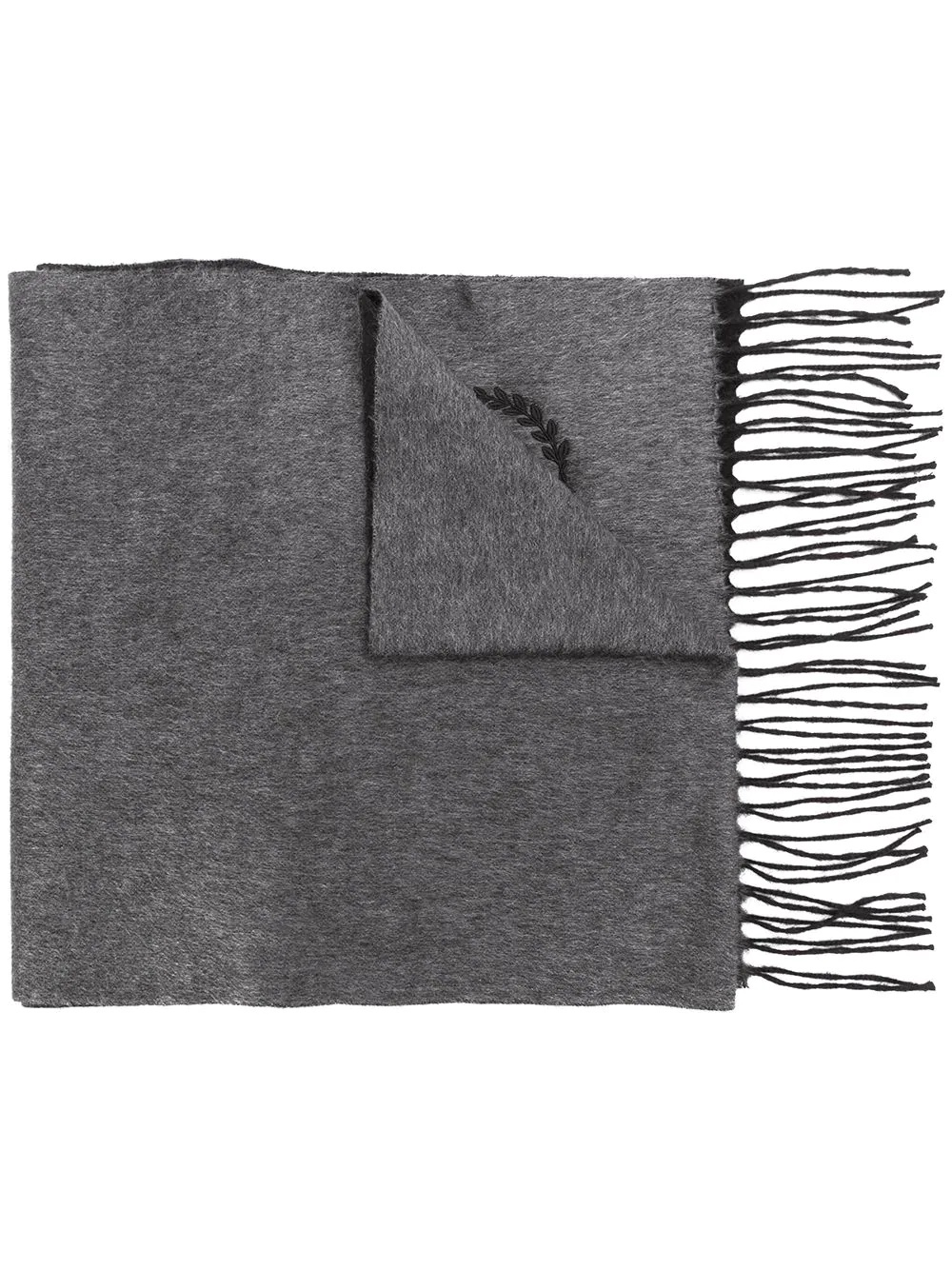 logo-embroidered fringed scarf - 1