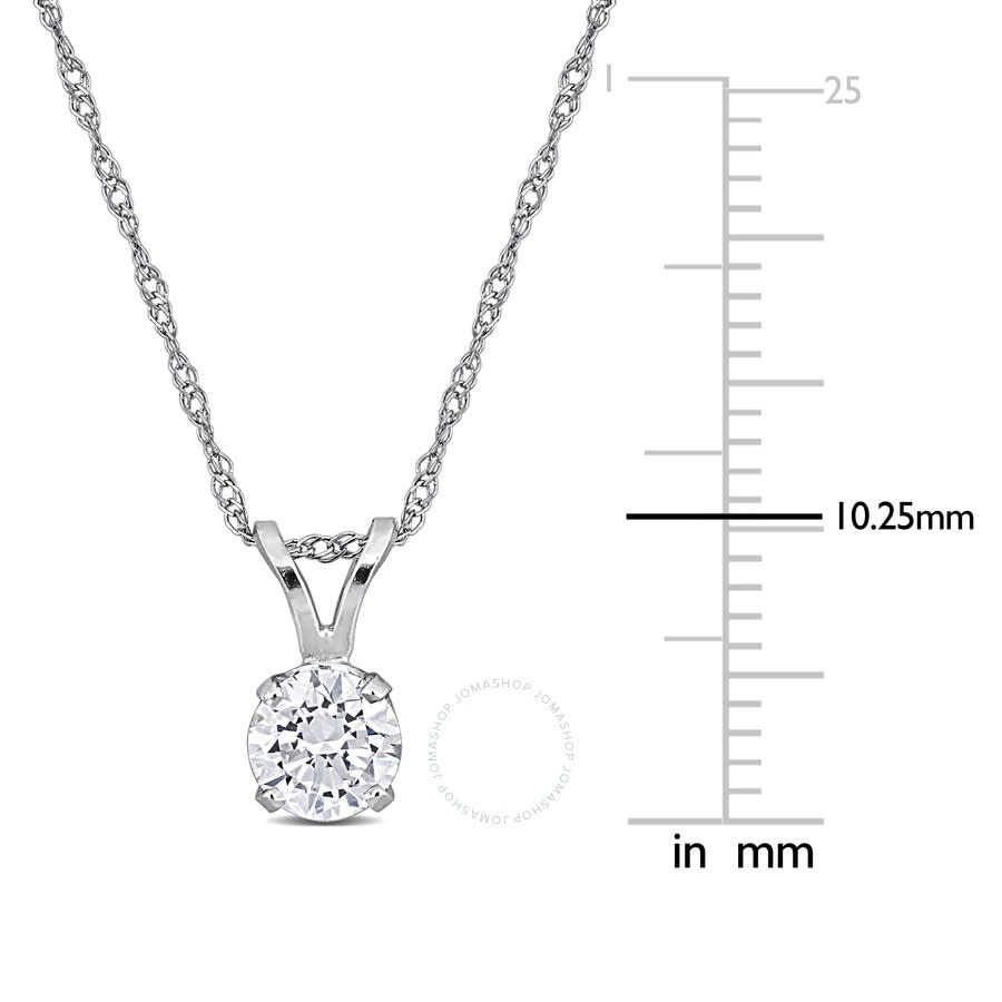 Created Forever - Created Forever 1/2ct TW Lab-Grown Diamond Solitaire Pendant with Chain in 14k White Gold - 17 in - 2