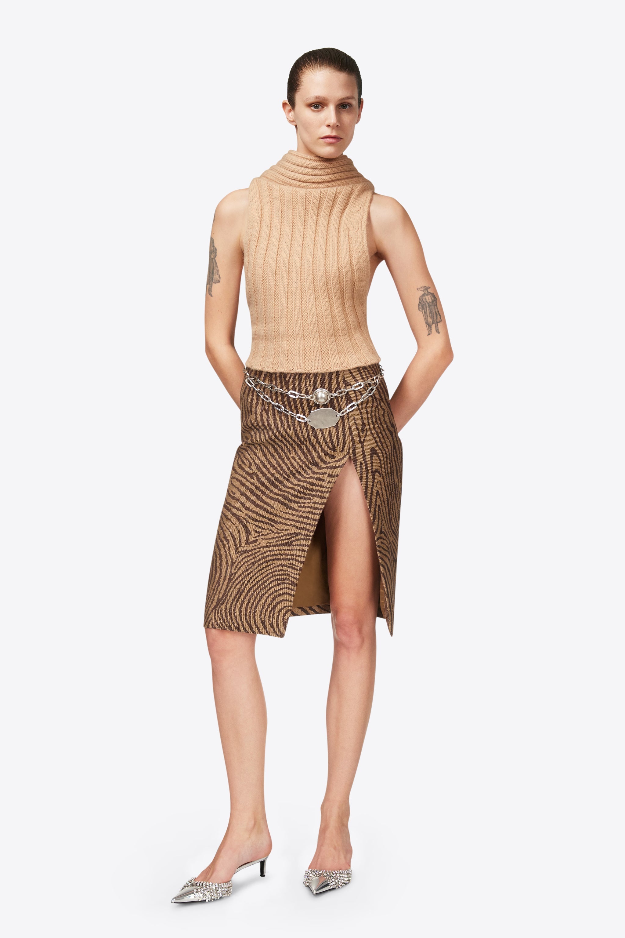 SLEEVELESS TWISTED KNIT TOP - 3