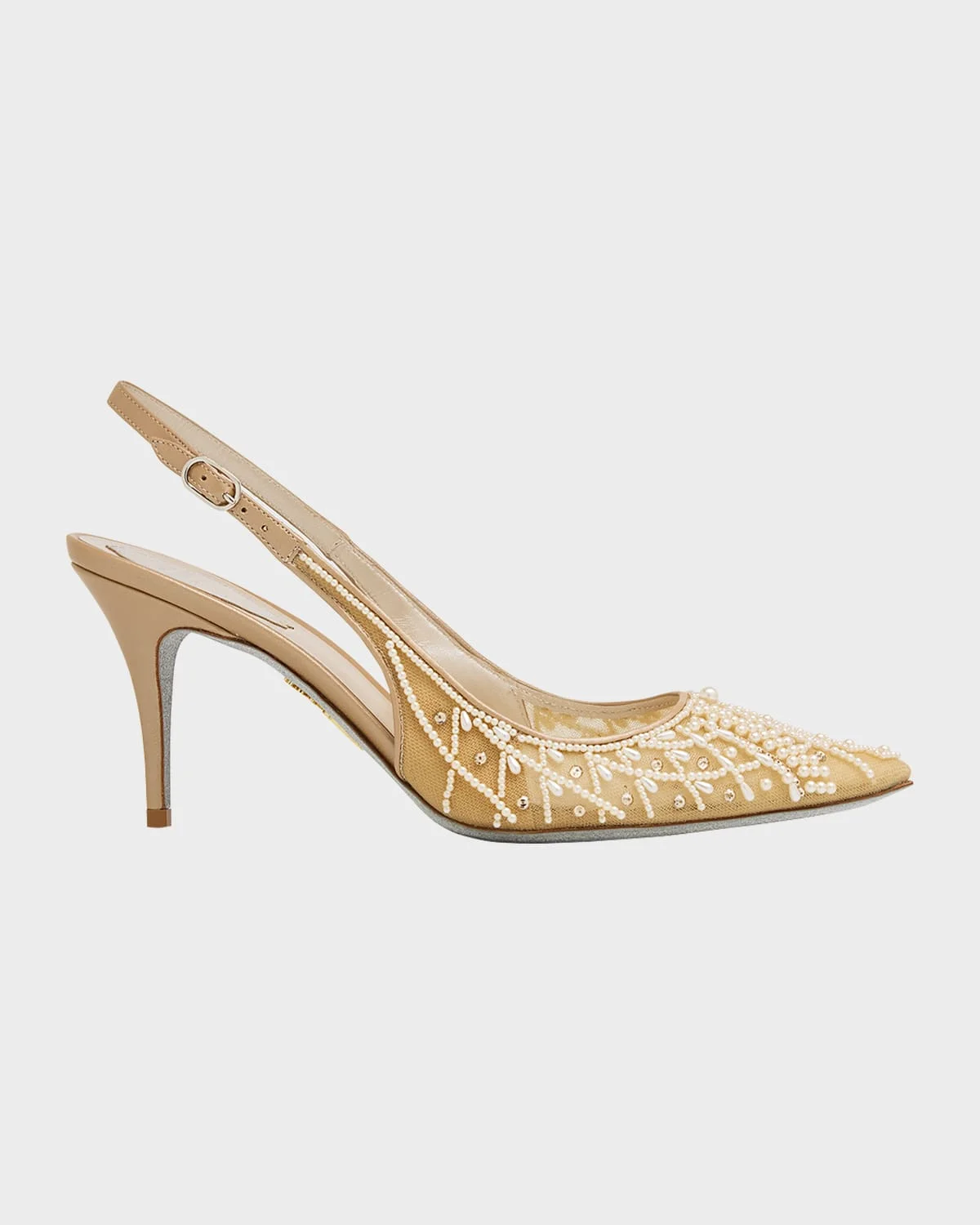 80mm Embellished Net Tulle Pumps - 1
