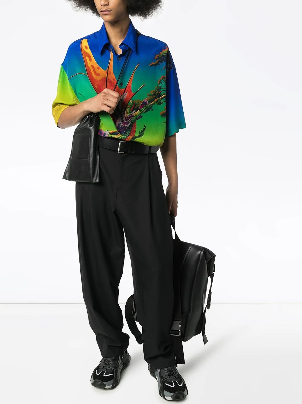 Dragon at Dawn graphic-print silk shirt - 2